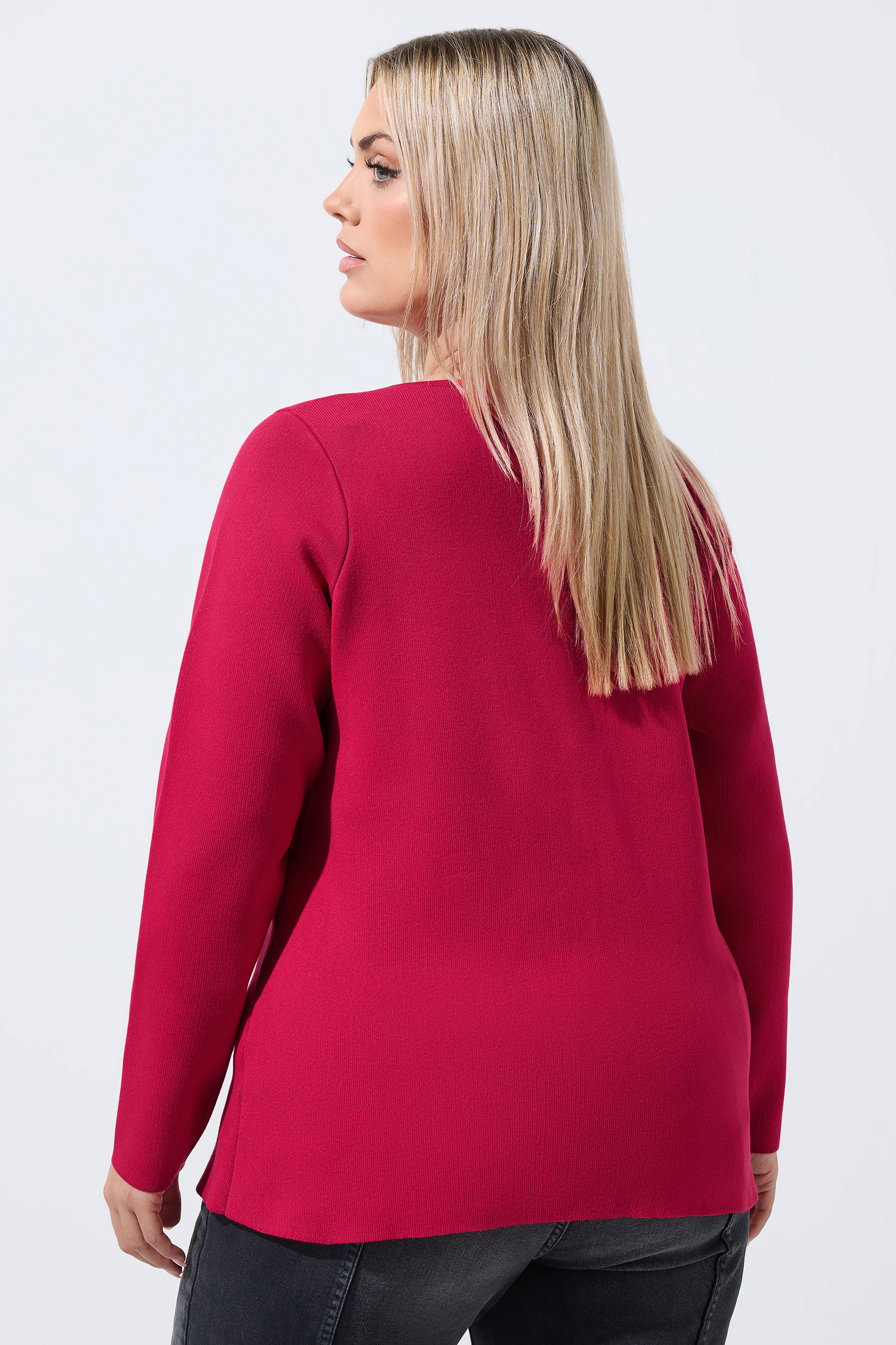 LIMITED COLLECTION Plus Size Cobalt Red Compacted Knit Cardigan | Yours Clothing 4
