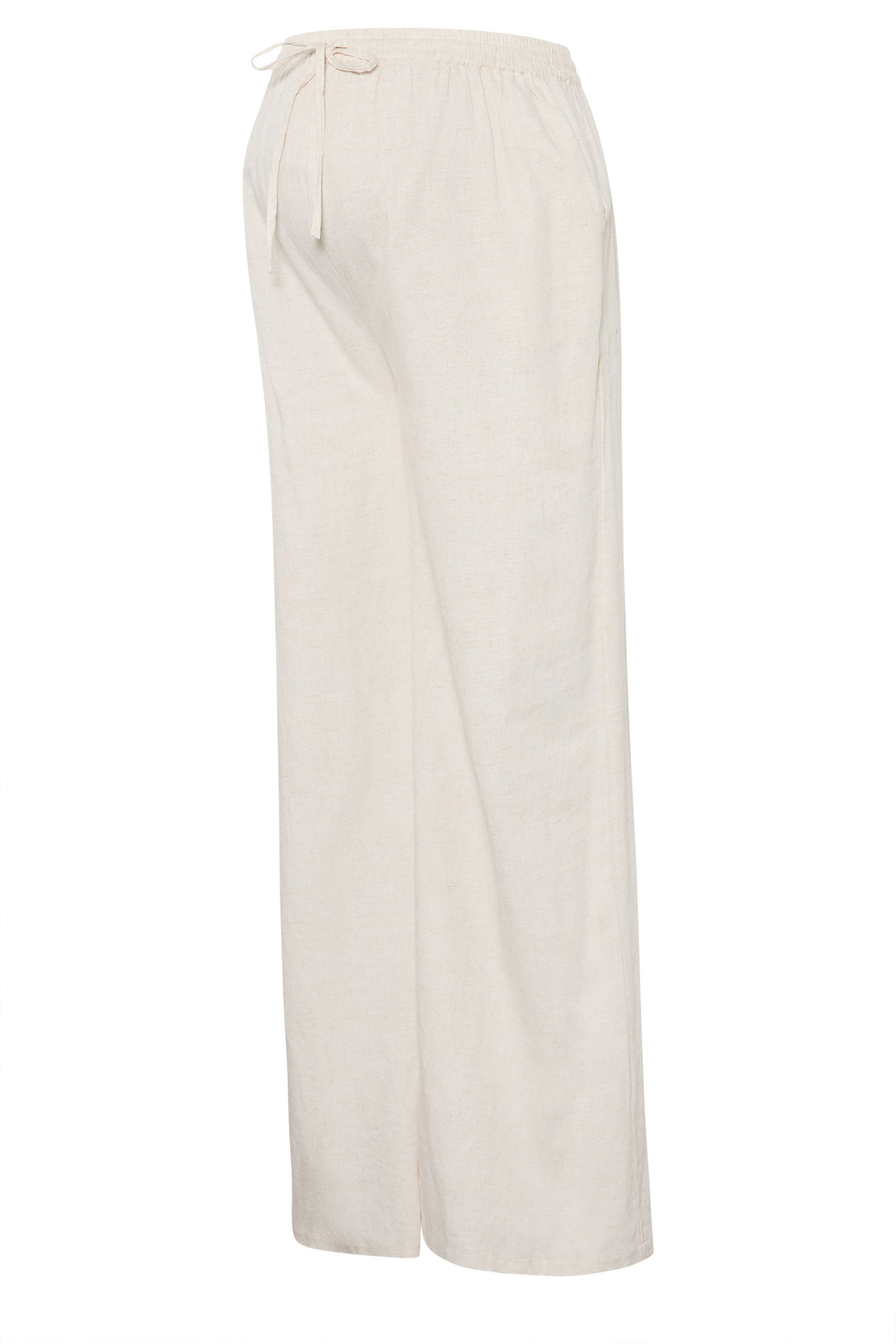 LTS Tall Women's Maternity Cream Wide Leg Linen Trousers | Long Tall Sally 5