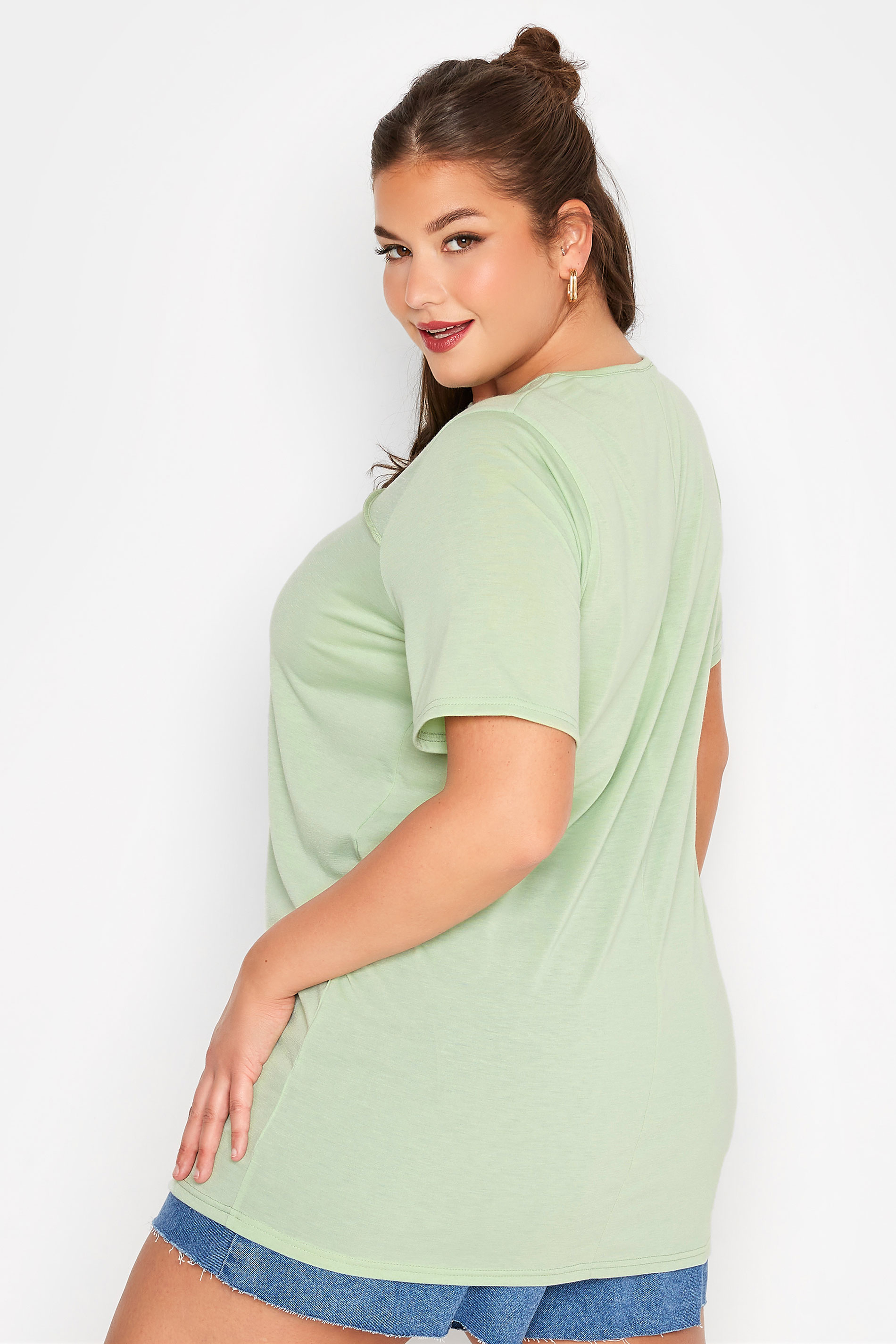 Grande taille  Tops Grande taille  T-Shirts | LIMITED COLLECTION - T-Shirt Vert Pastel Couture en Jersey - RK62290