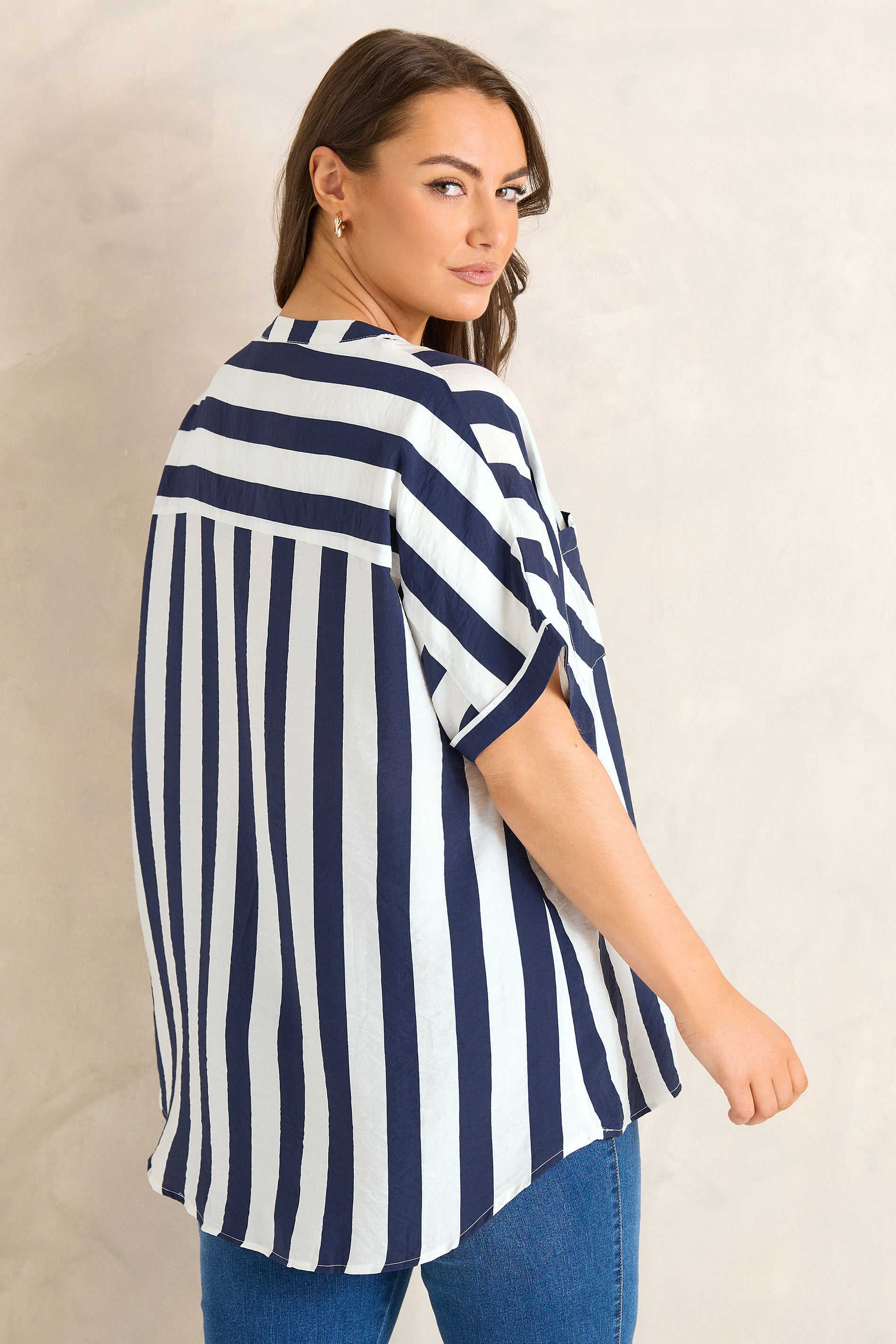 EVANS Plus Size Blue & White Stripe Blouse | Evans 2