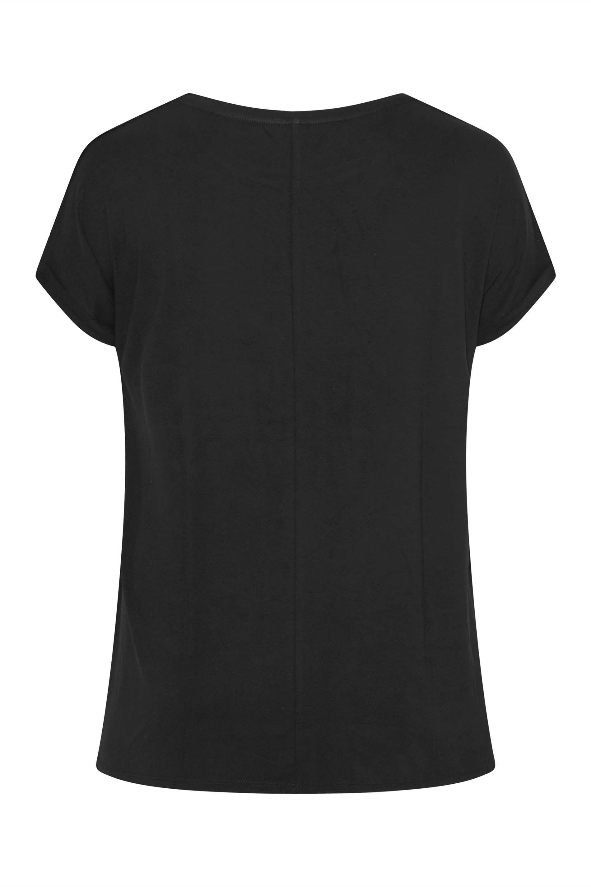 Grande taille  Tops Grande taille  T-Shirts | T-Shirt Noir Manches Courtes à Crochet - ZQ69440