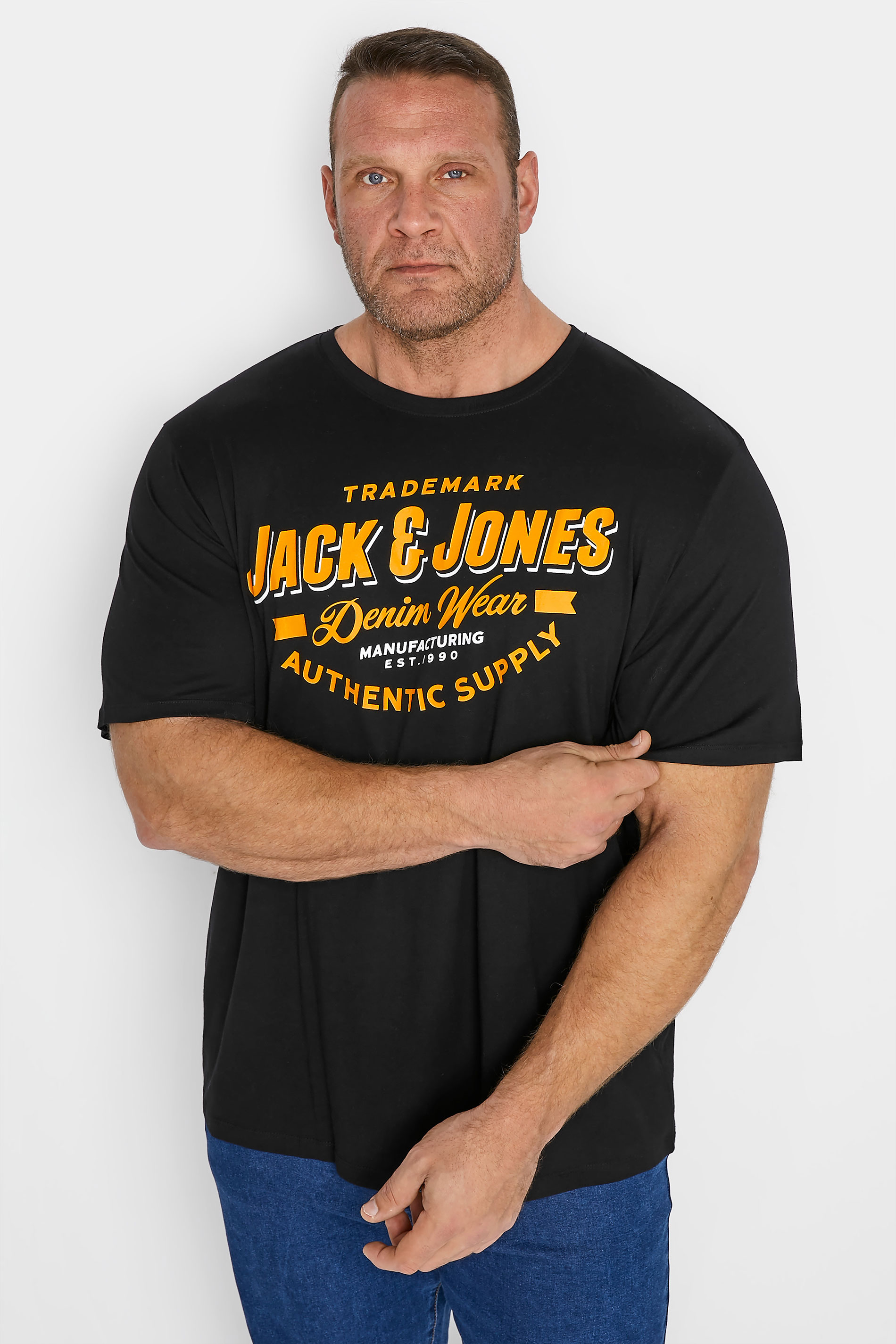 JACK & JONES Black Logo Crew Neck T-Shirt_M.jpg