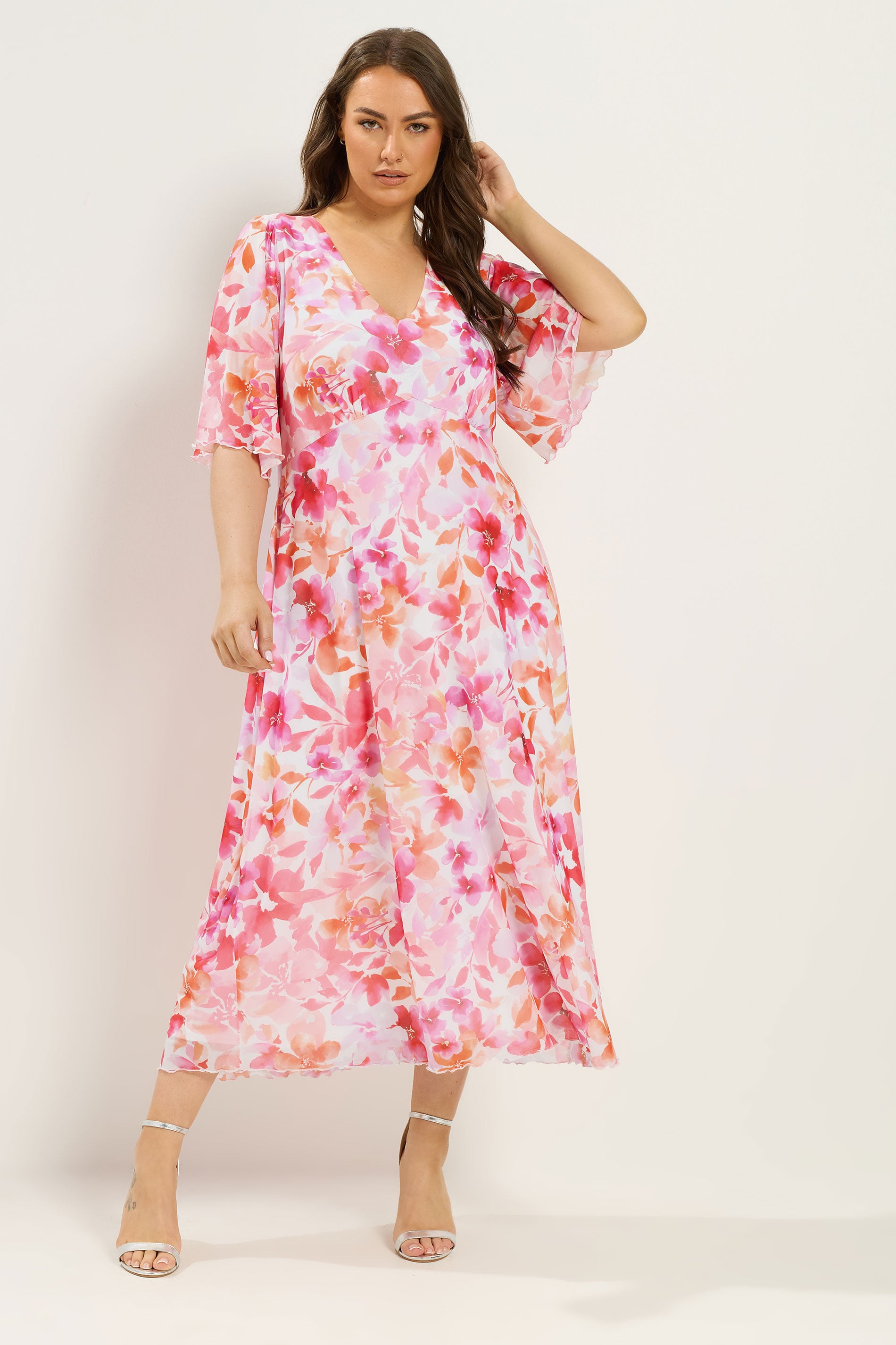 YOURS Plus Size Pink Floral Maxi Dress | Yours Clothing 3