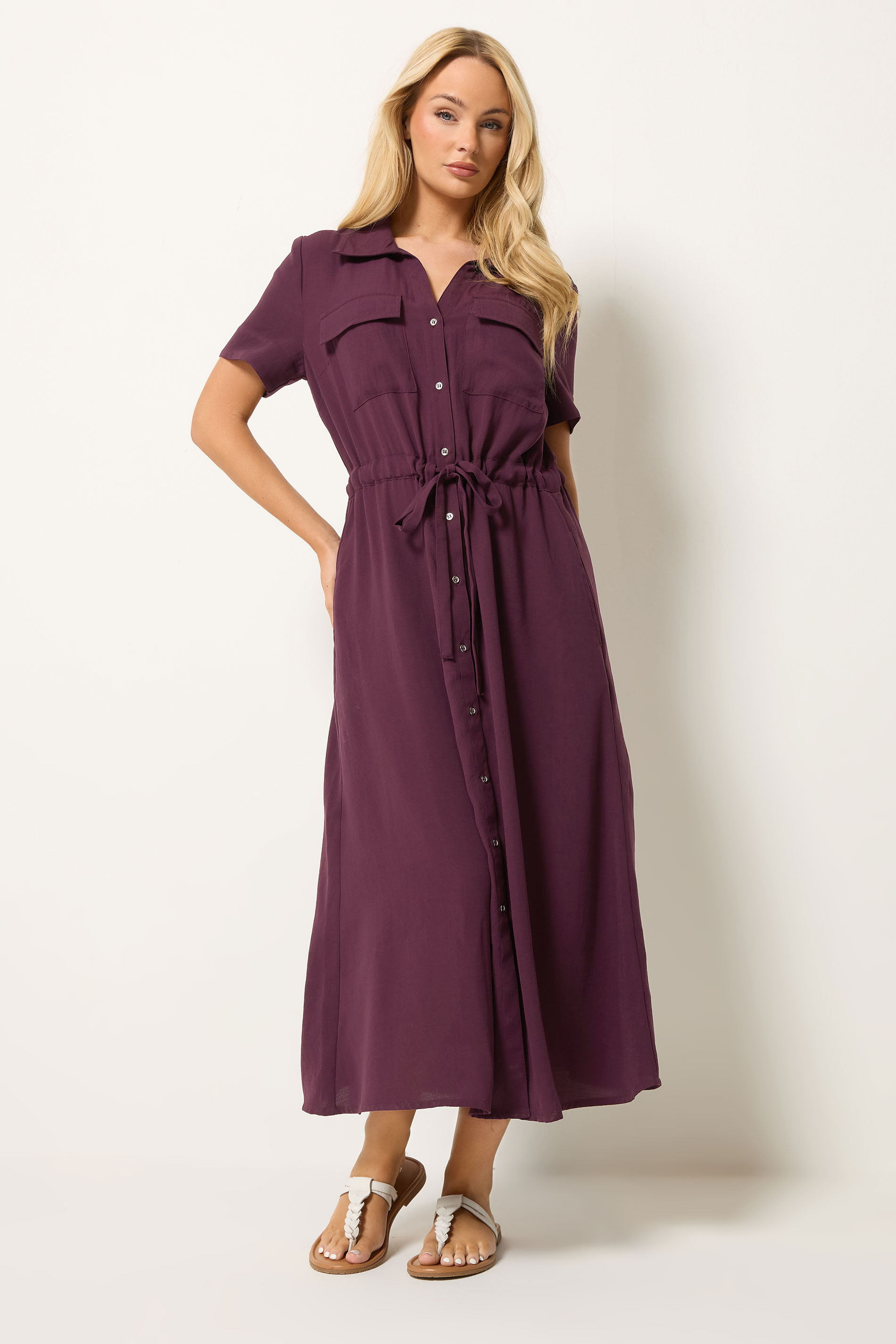 M&Co Berry Purple Utility Shirt Dress | M&Co 1