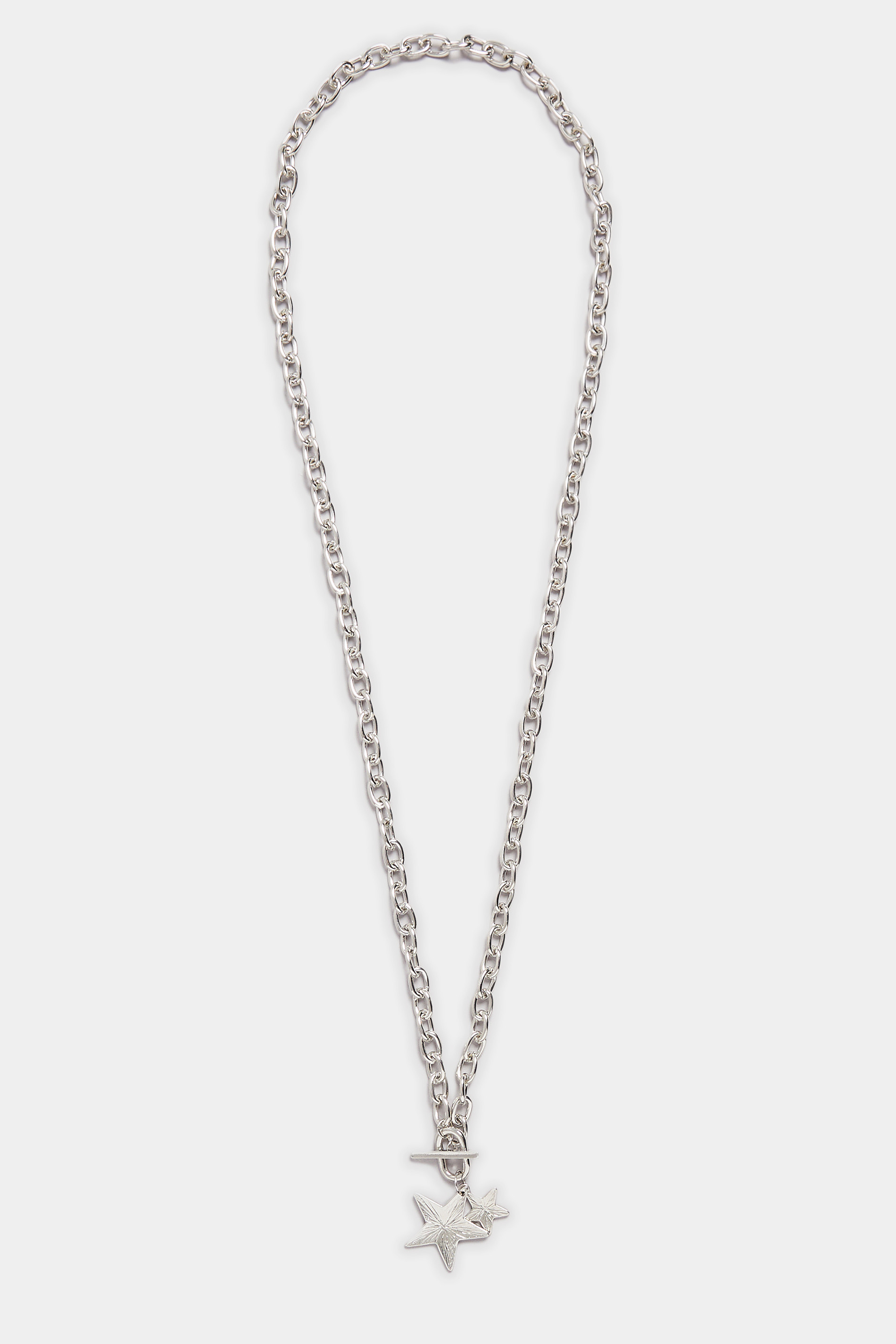 Silver Tone Star Chain Long Necklace | Yours Clothing 2