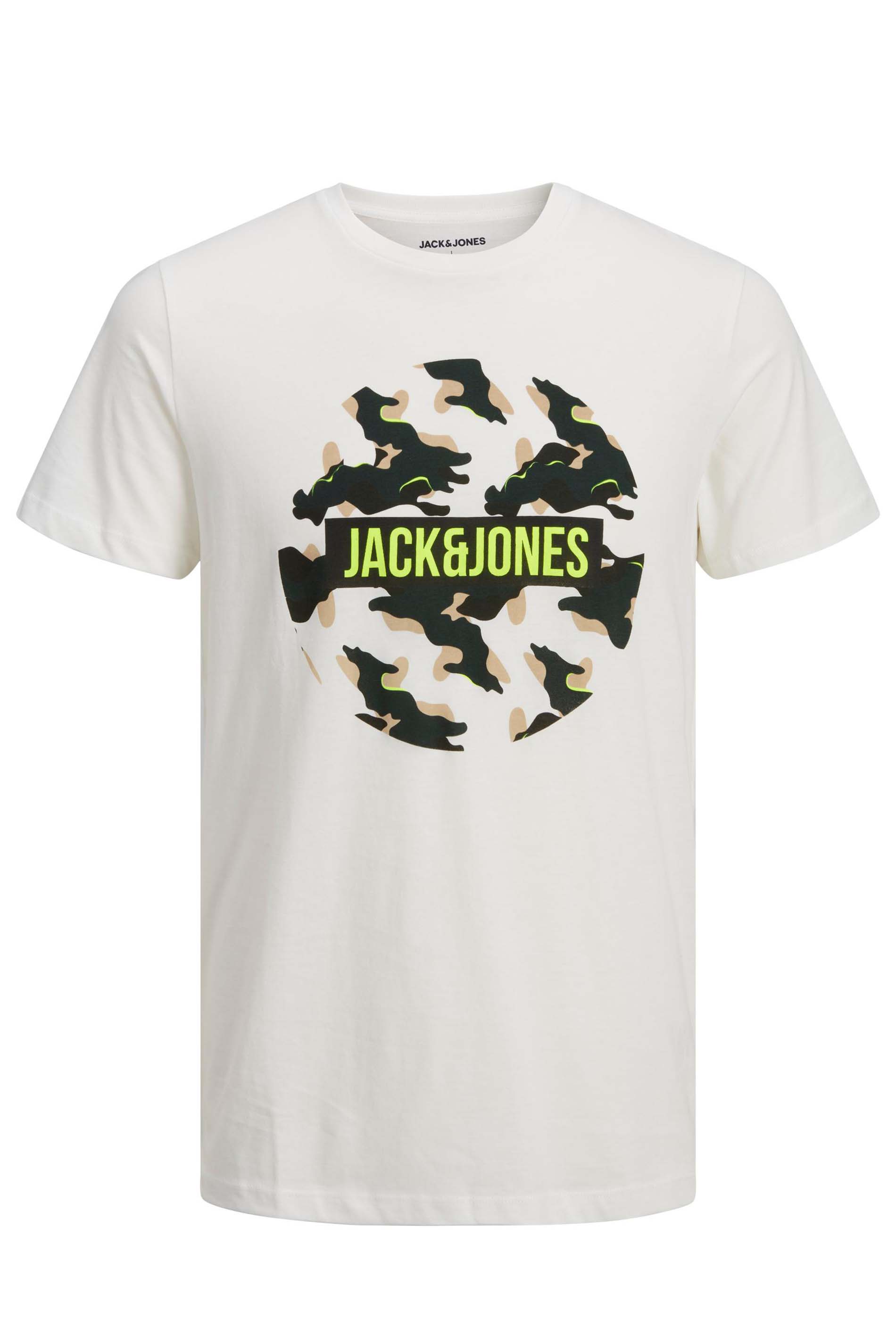 JACK & JONES Big & Tall White Camo Logo T-Shirt | BadRhino 2