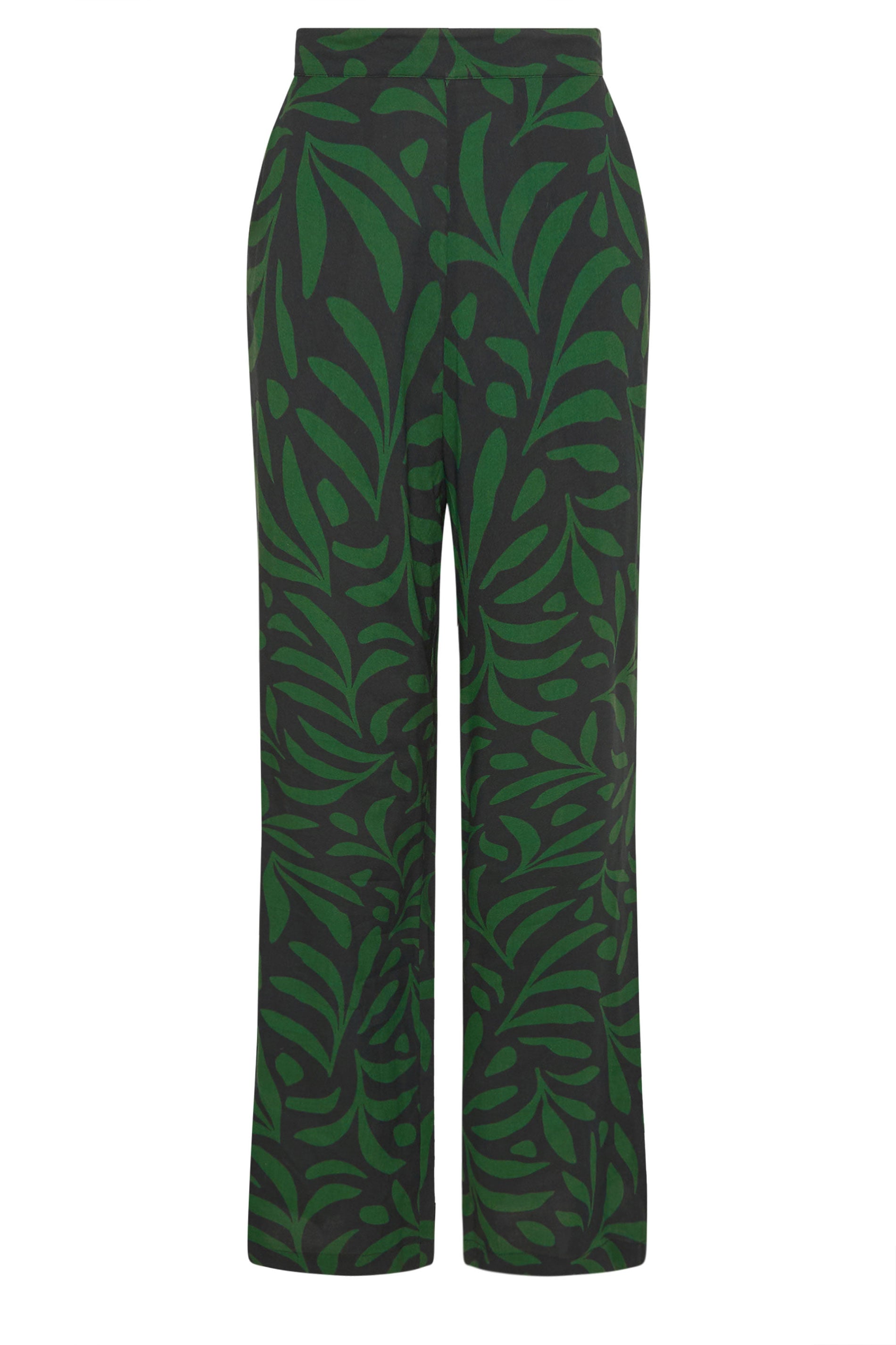 LTS Tall Women's Black Palm Print Wide Leg Trousers | Long Tall Sally 6