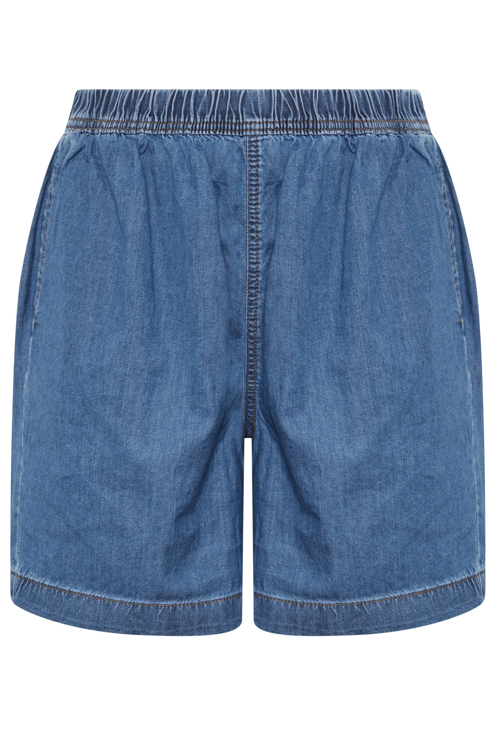 YOURS Plus Size Mid Blue Elasticated Denim Shorts | Yours Clothing 5