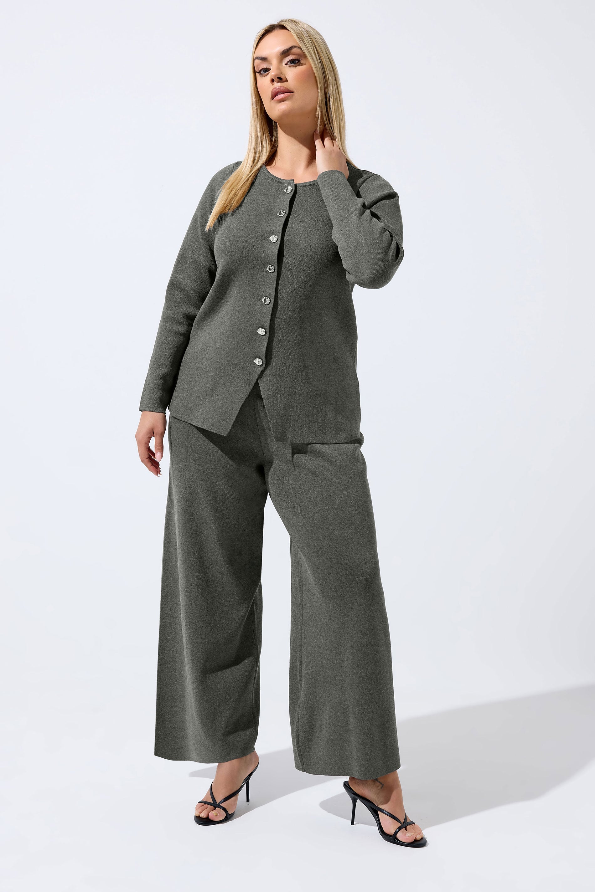 LIMITED COLLECTION Plus Size Grey Long Sleeve Knitted Top | Yours Clothing 1