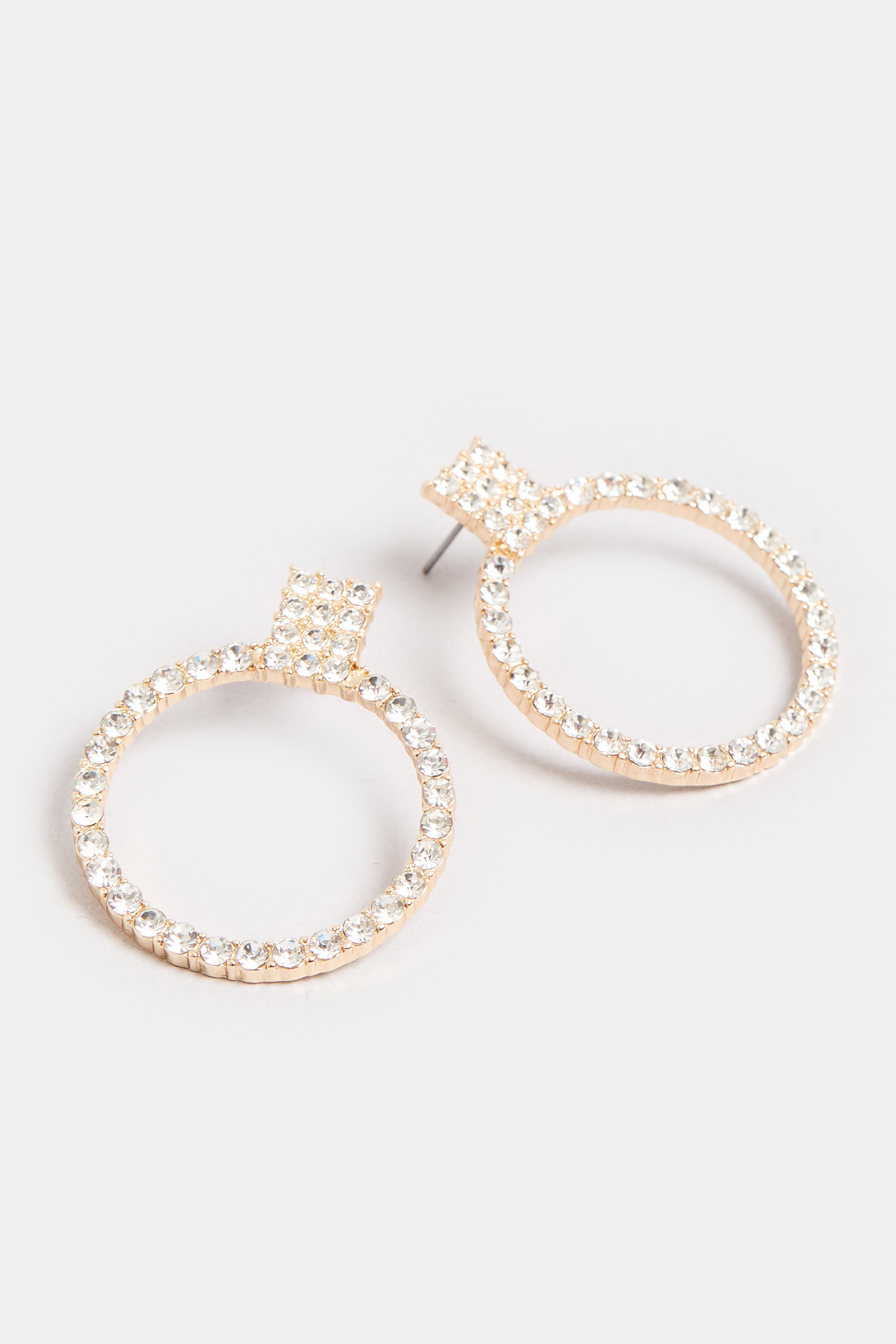 Gold Tone Diamante Circle Earrings | Yours Clothing 3
