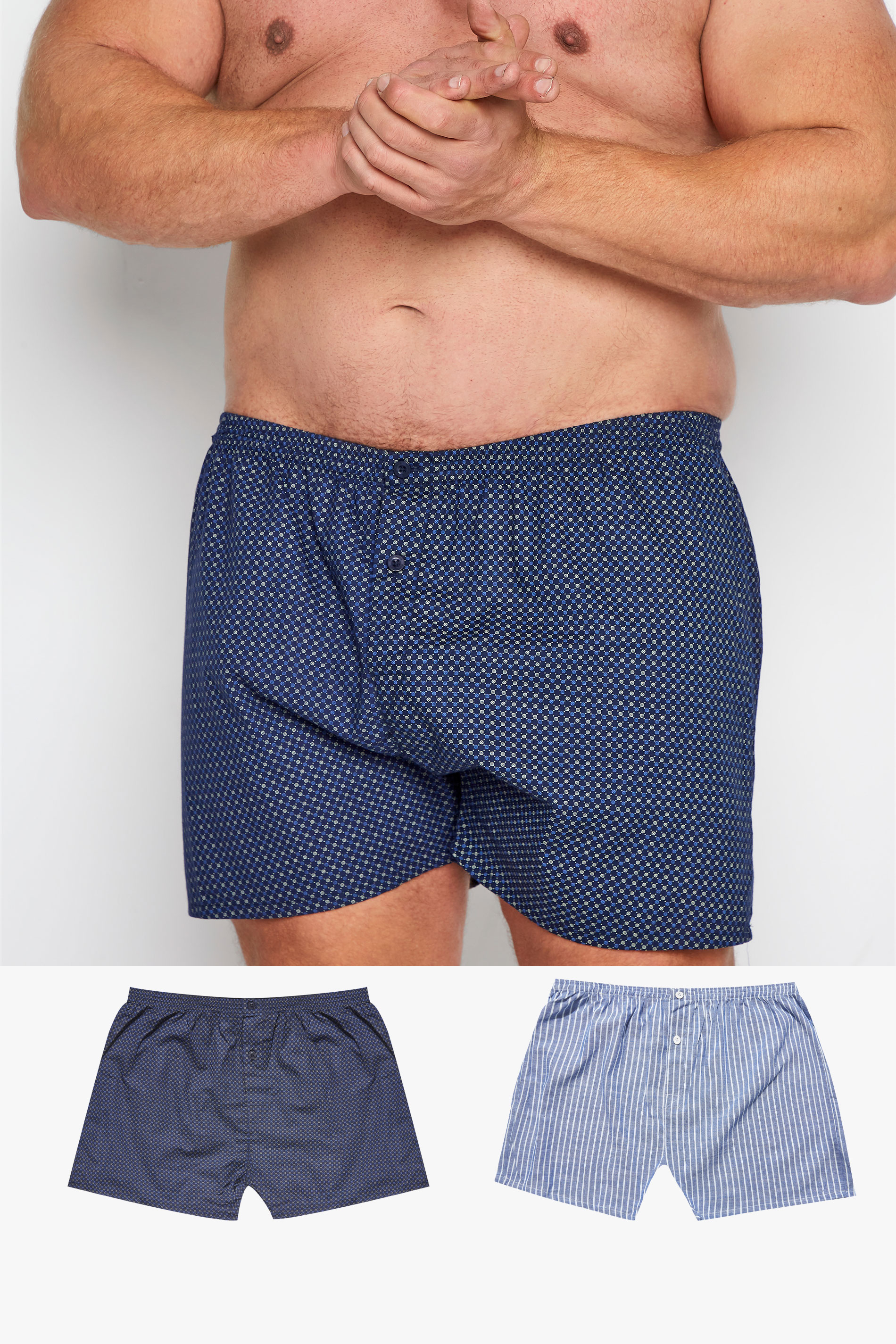 KAM Big & Tall 2 PACK Blue Woven Boxers 1