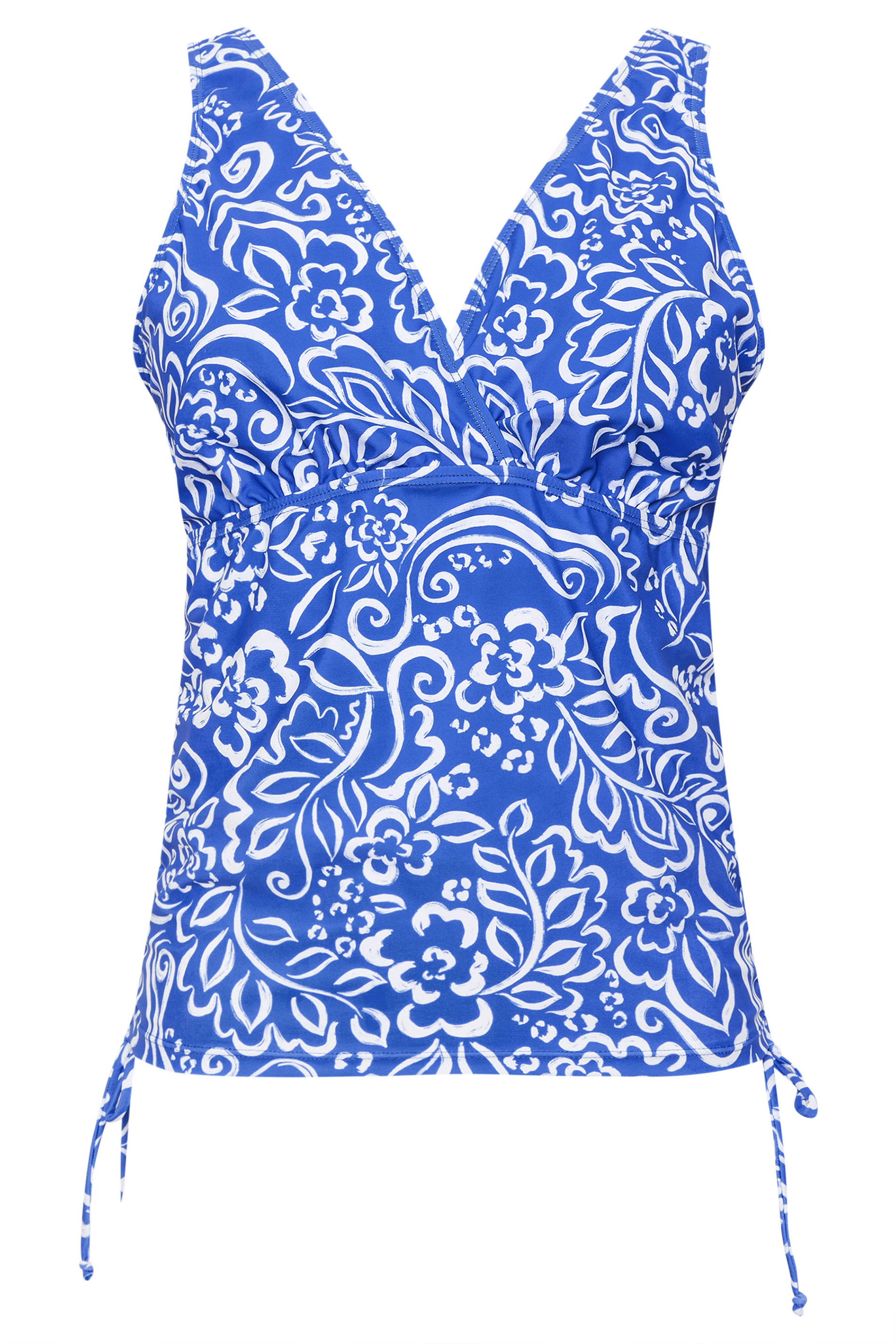 M&Co Blue Floral Print Adjustable Tankini Top | M&Co 3