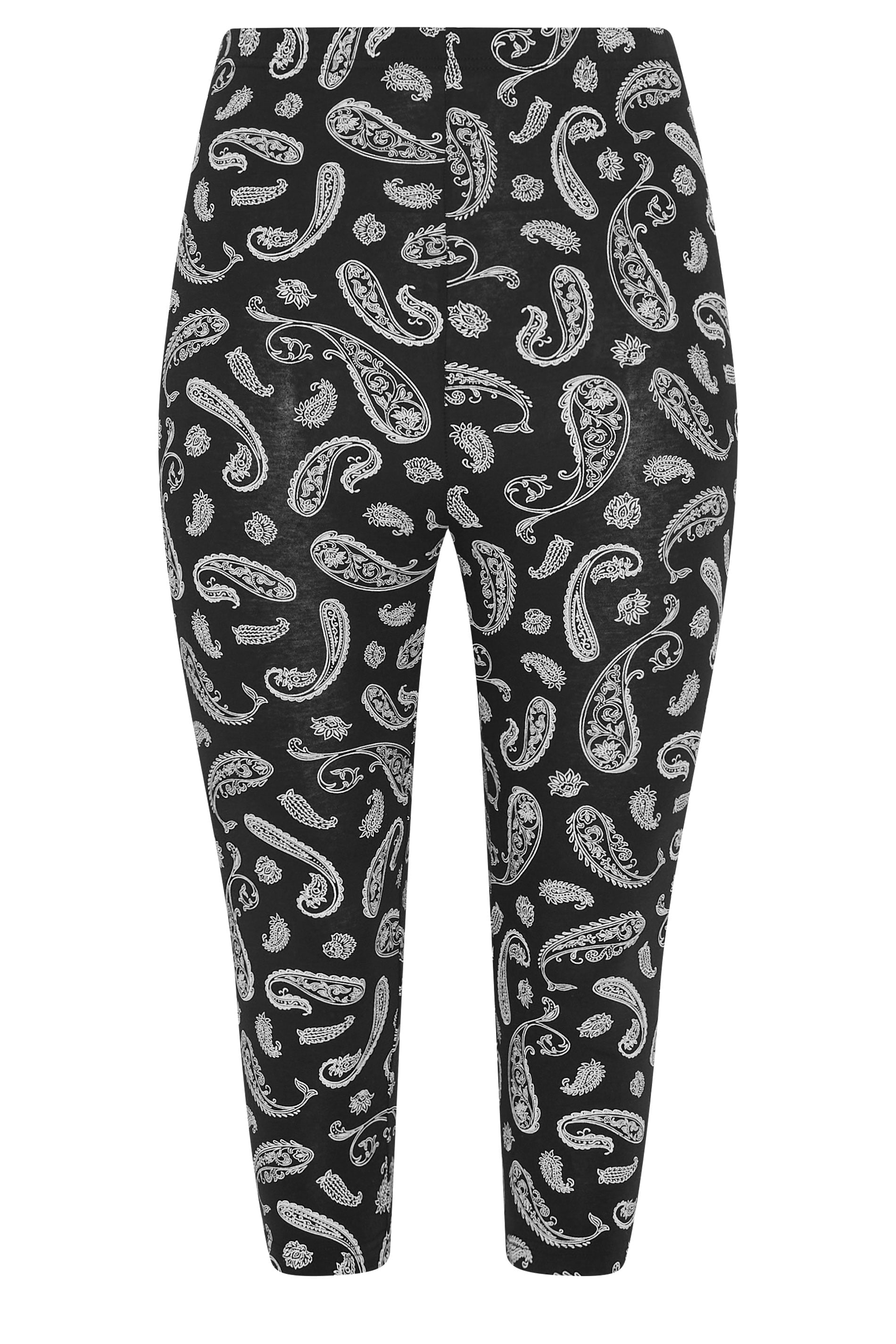 YOURS 2 PACK Plus Size Black Paisley Print Cropped Leggings | Yours Clothing 9