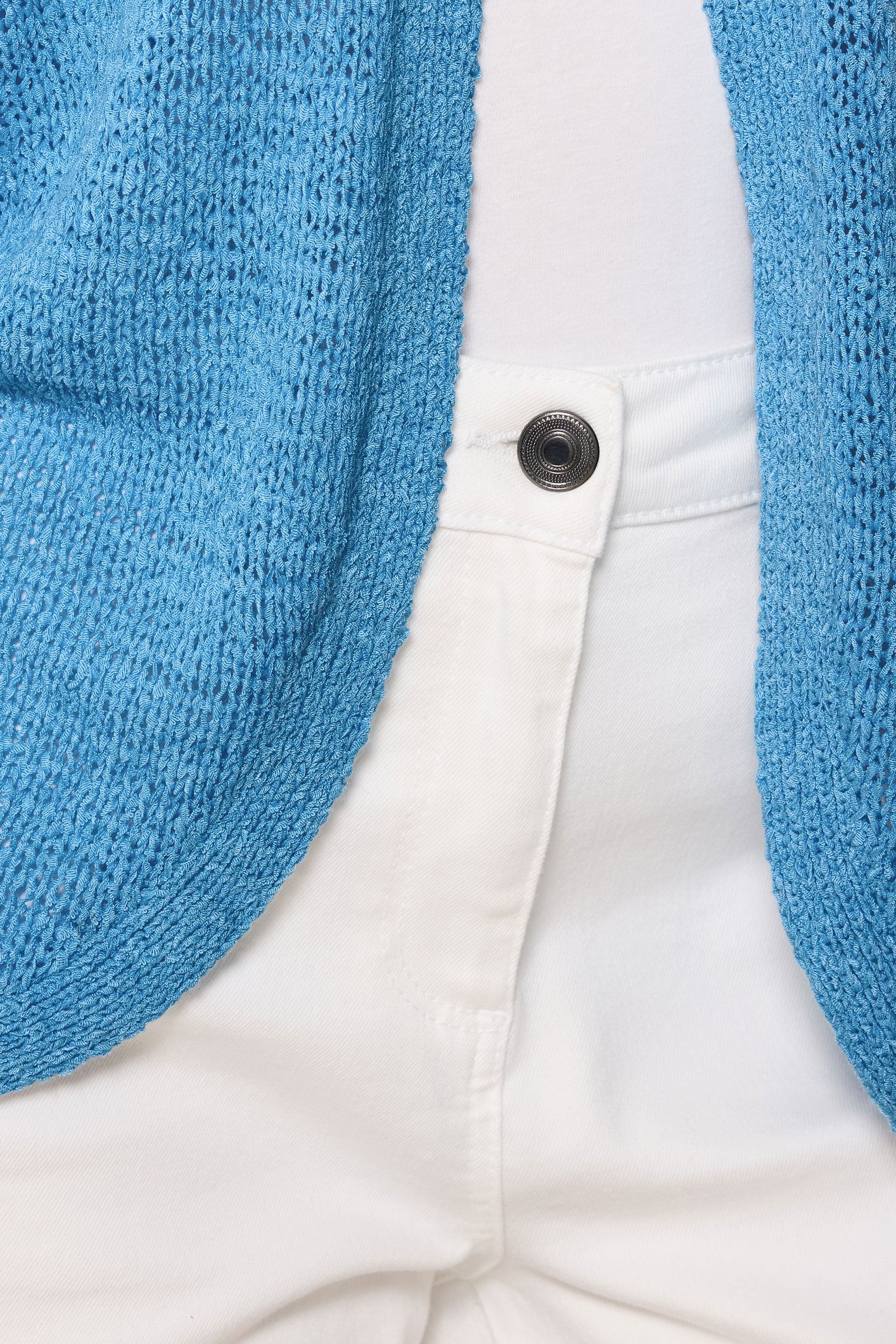 M&Co Blue Short Sleeve Tape Knit Cardigan | M&Co 4