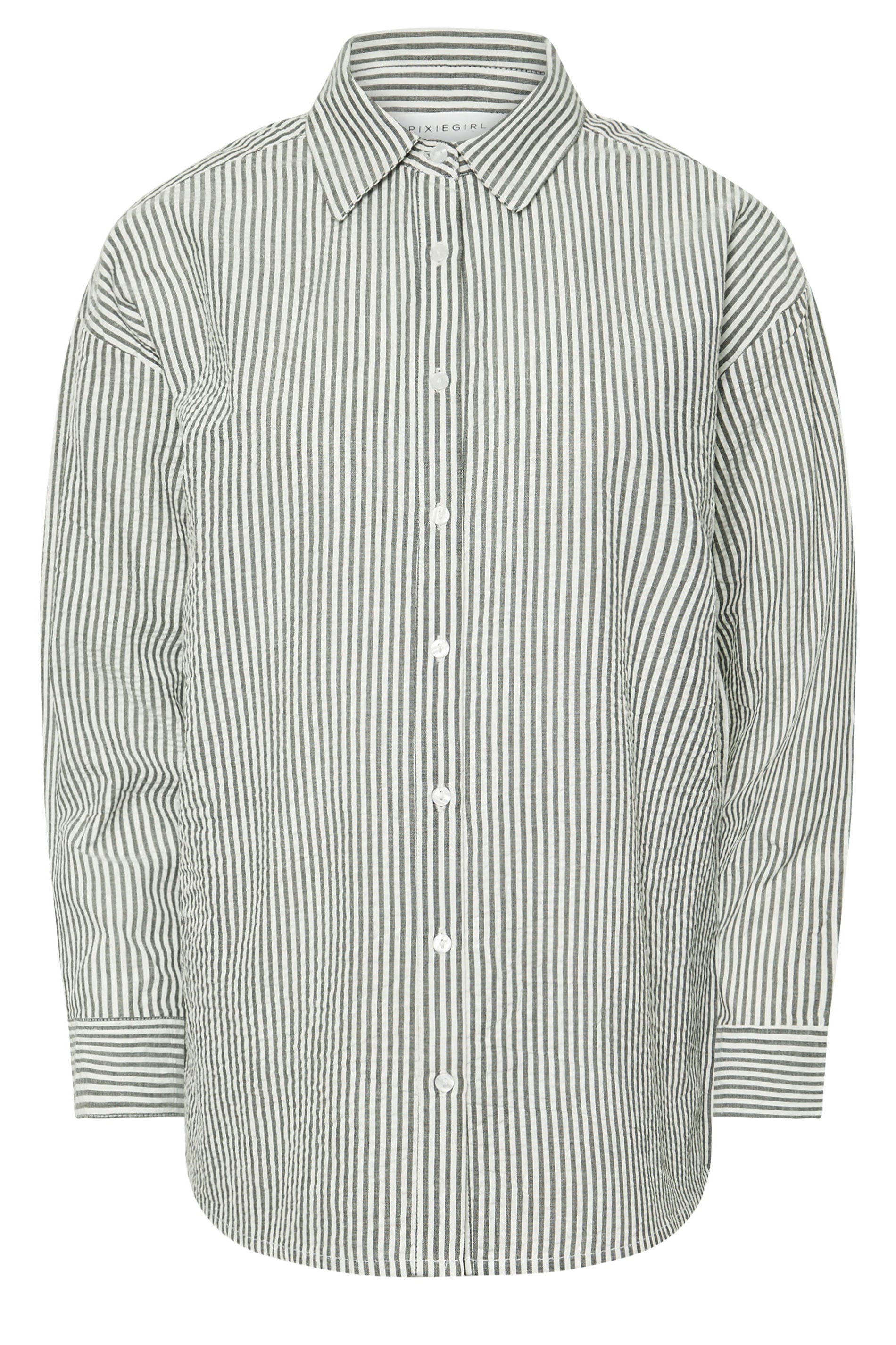PixieGirl Petite Women's Grey Stripe Long Sleeve Shirt | PixieGirl 5