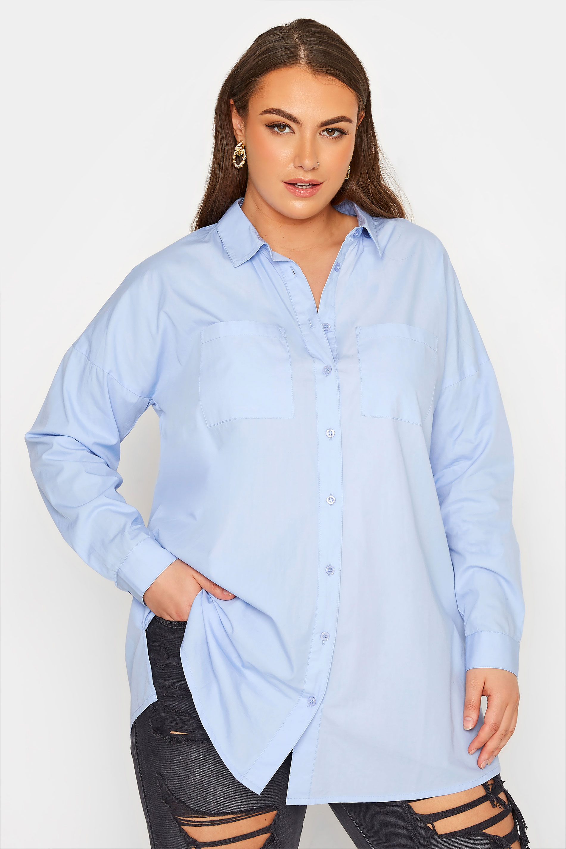 YOURS FOR GOOD Curve Blue Oversized Shirt_A.jpg
