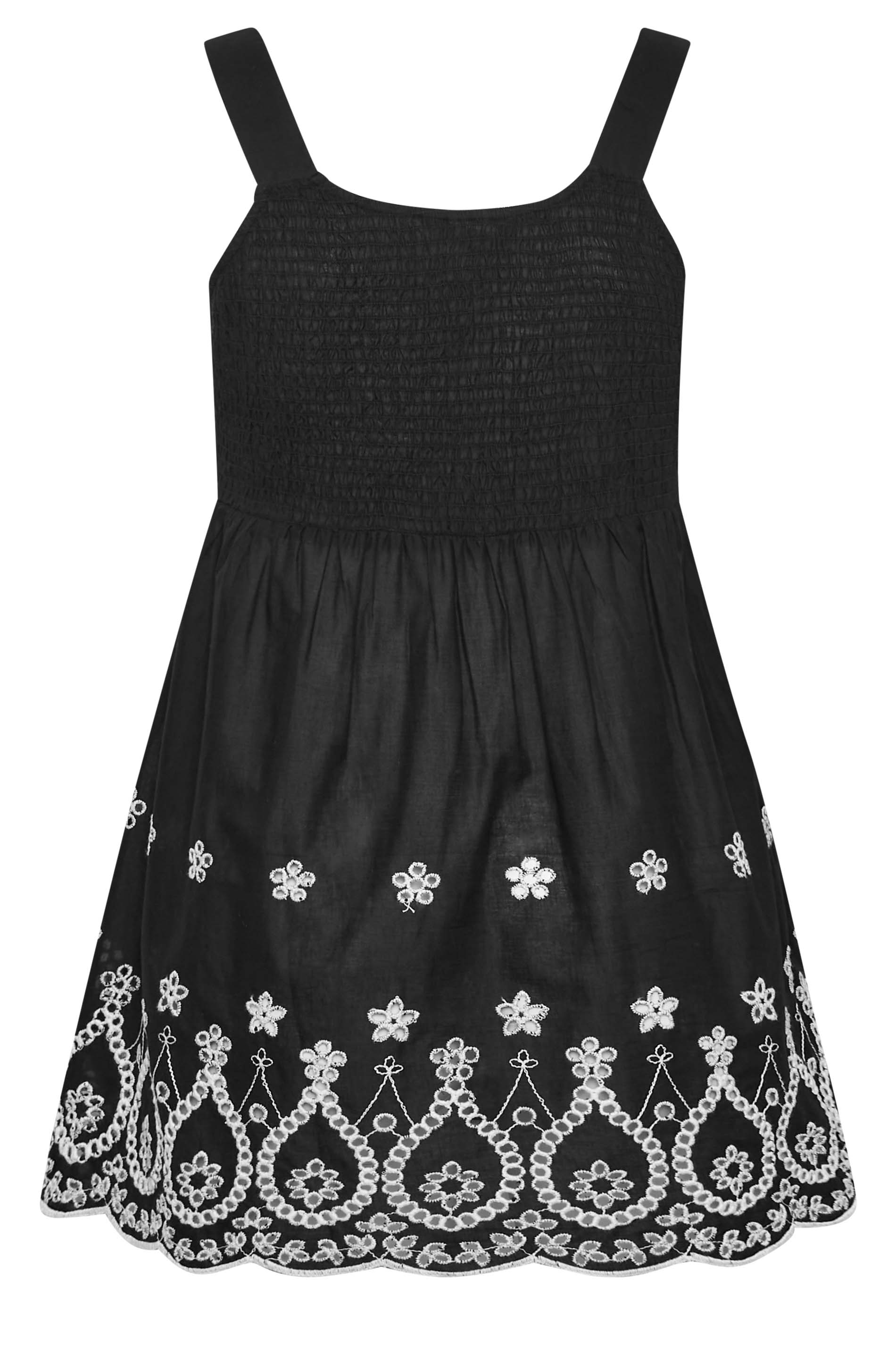 YOURS Plus Size Black & White Broderie Anglaise Vest Top | Yours Clothing