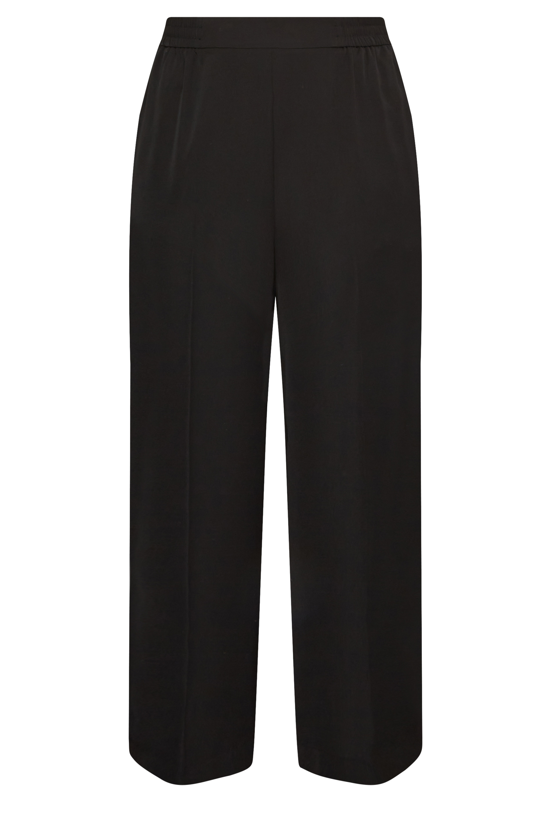 YOURS Plus Size Black Elasticated Waist Pull-On Wide Leg Trousers ...