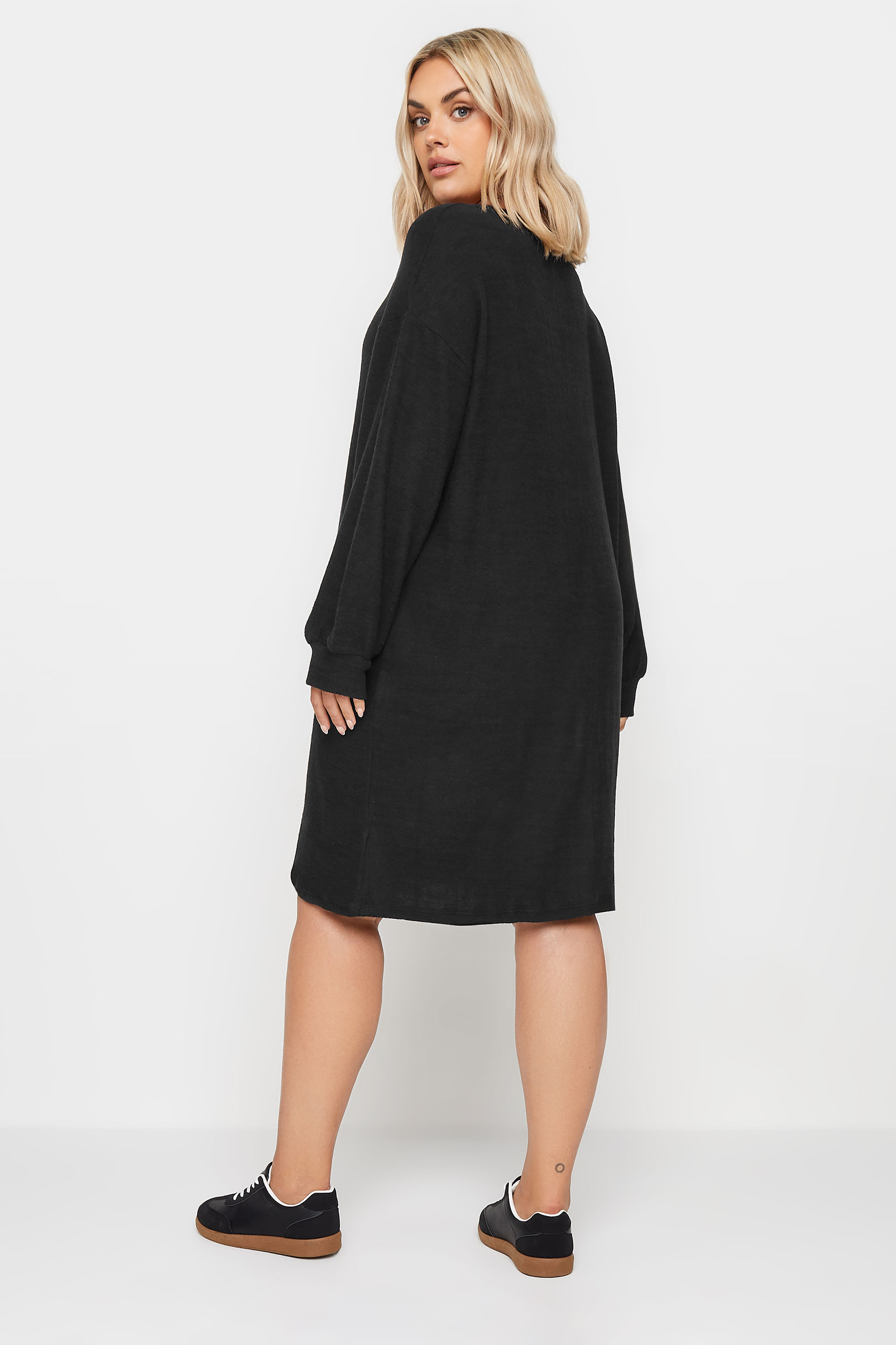 YOURS Plus Size Black Soft Touch Knitted Jumper Dress | Yours Clothing 3