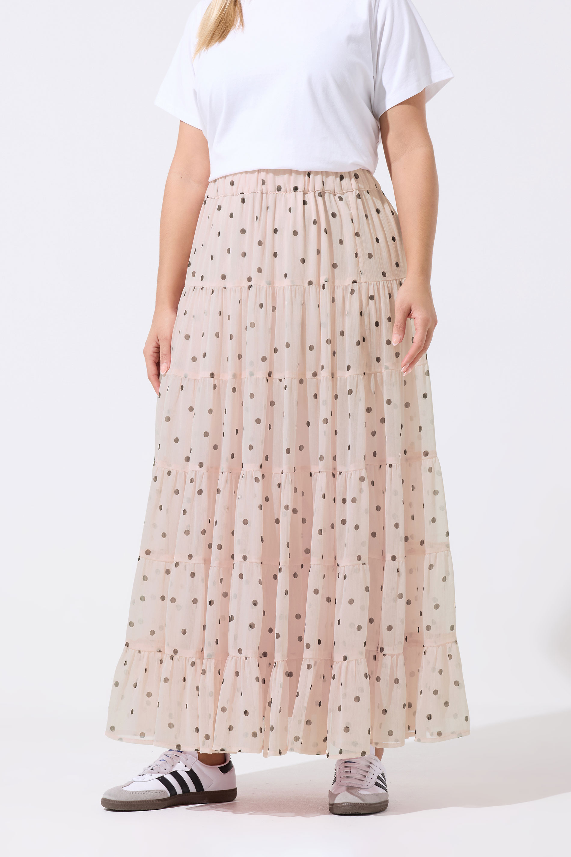 LIMITED COLLECTION Plus Size Pink Polka Dot Chiffon Skirt | Yours Clothing 2