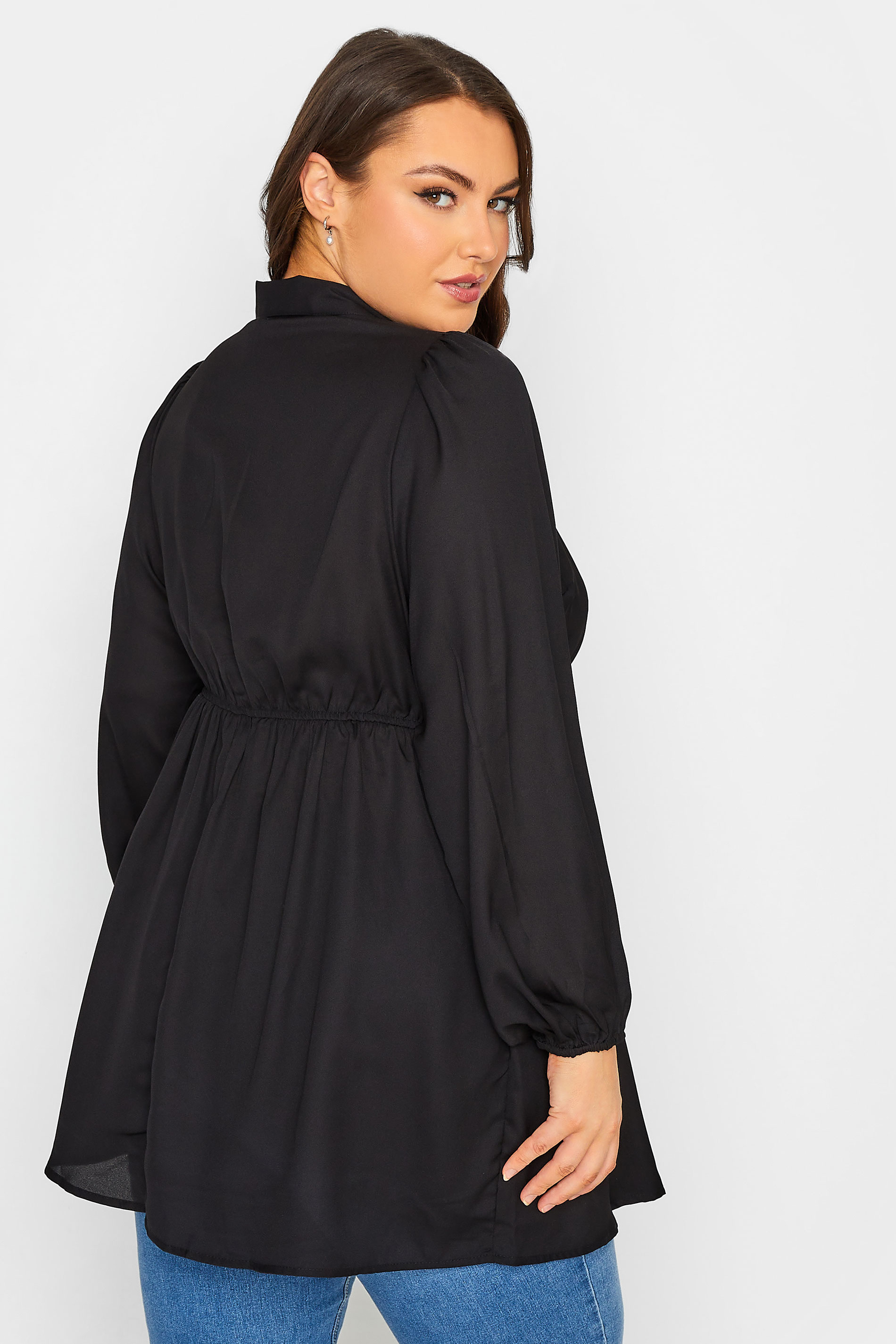 LIMITED COLLECTION Plus Size Black Peplum Blouse | Yours Clothing 3
