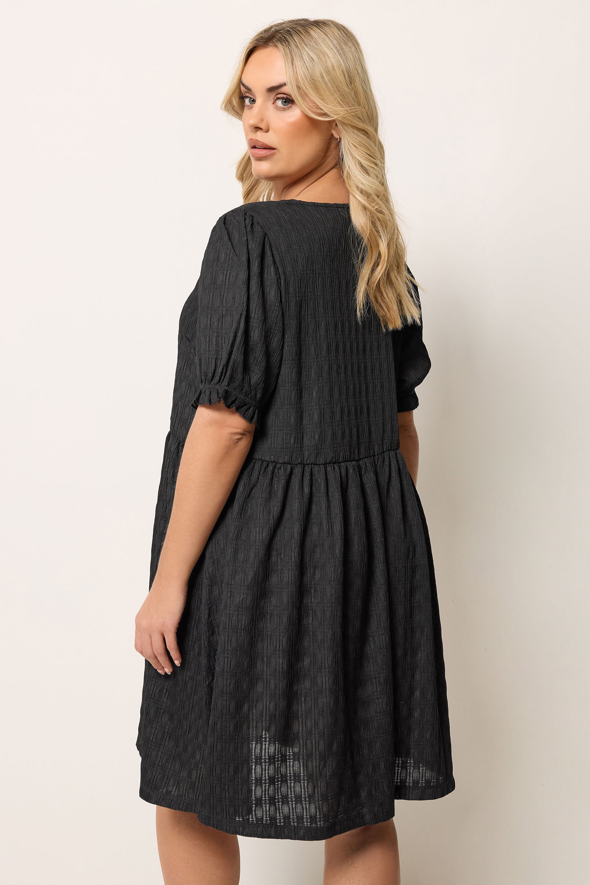 YOURS Plus Size Black Bow Front Mini Dress | Yours Clothing 2