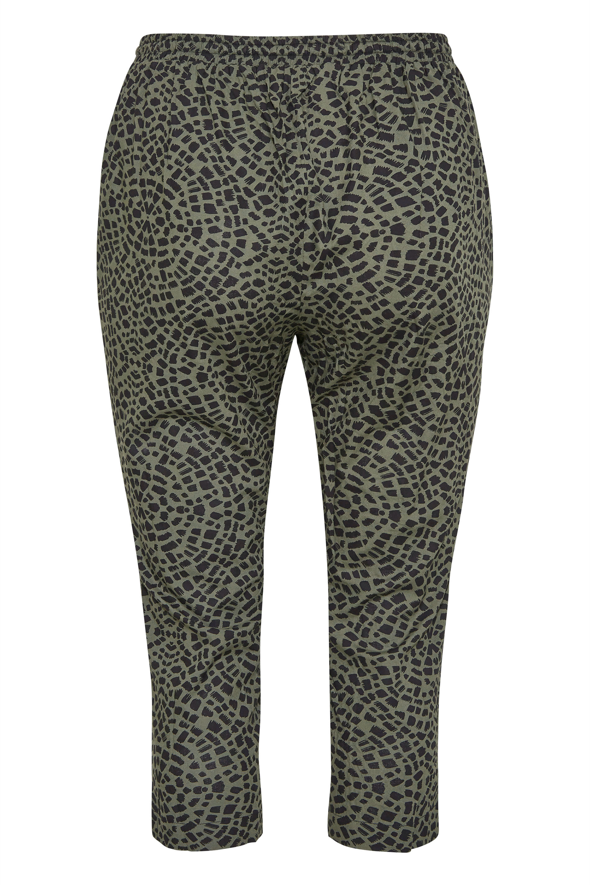 Grande taille  Pantalons Grande taille  Joggings | Jogging Vert Kaki Animal Léger Pantacourt - JN22471