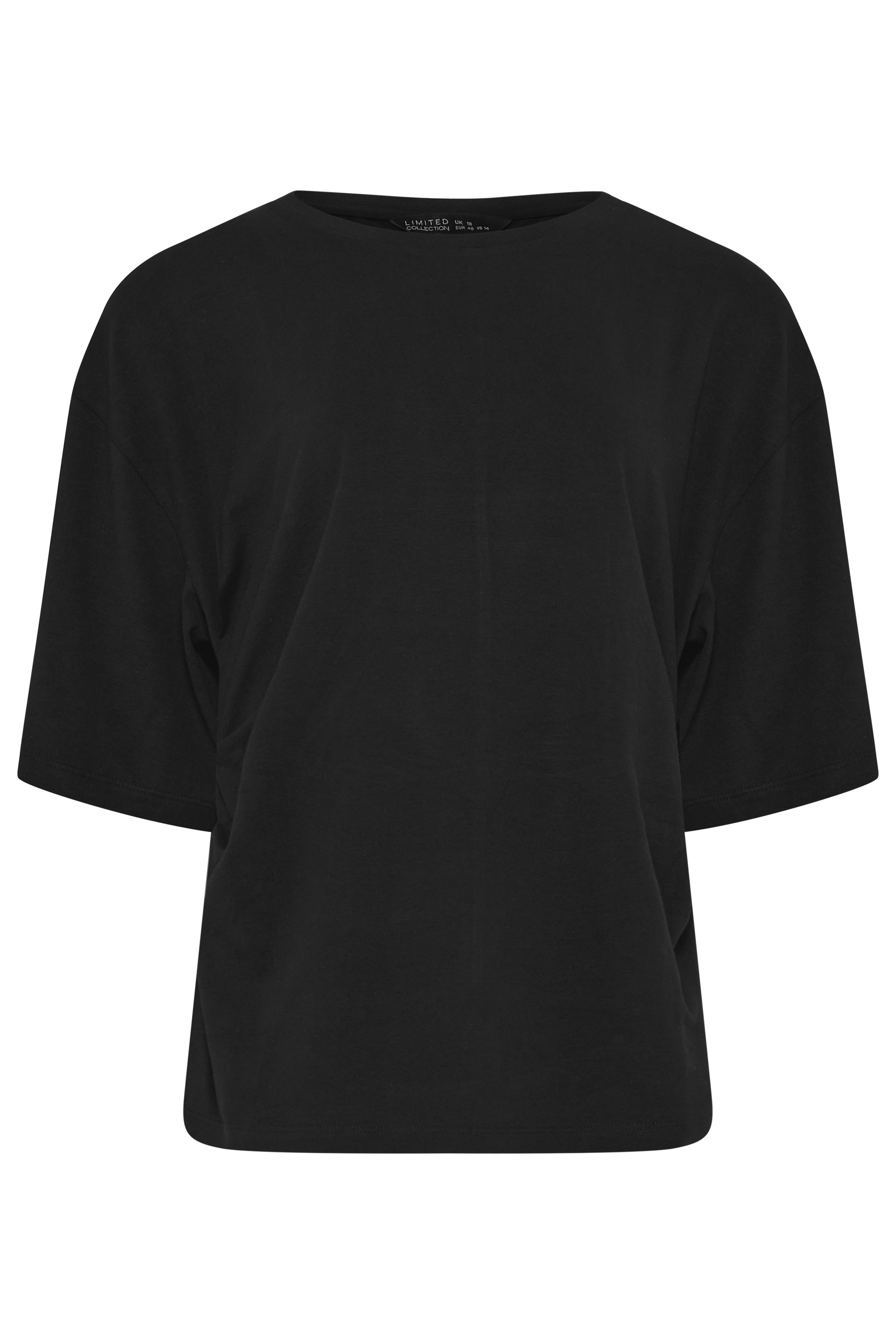 LIMITED COLLECTION Plus Size Black Cinched Waist T-shirt | Yours Clothing 5