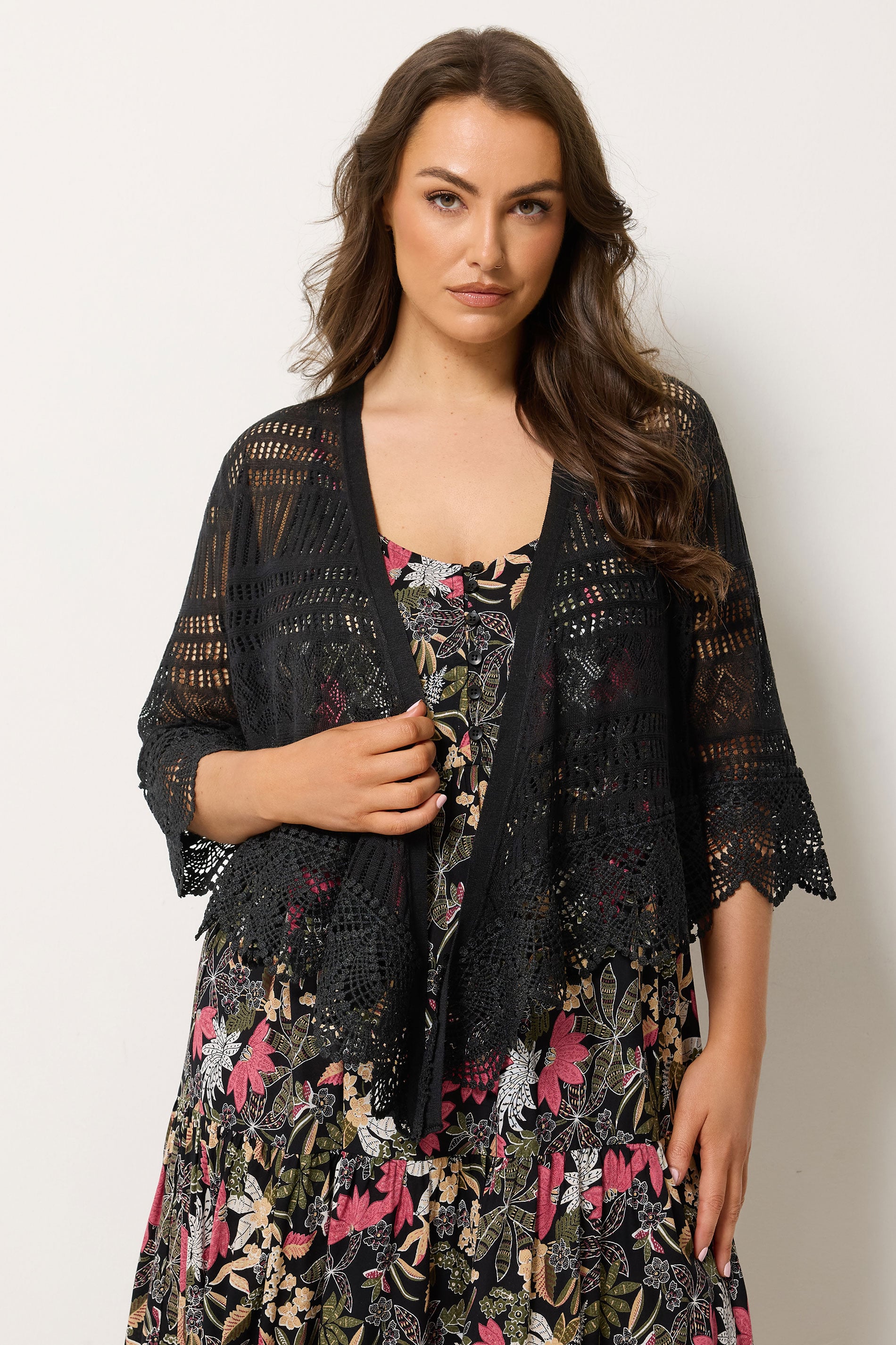 YOURS Plus Size Black Waterfall Cardigan | Yours Clothing 3