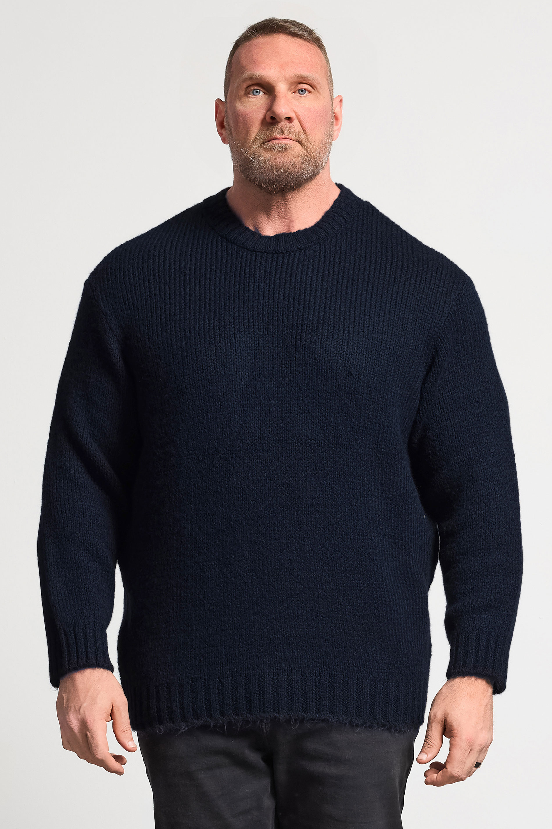 JACK & JONES Big & Tall Sky Captain Blue Crew Neck Knit Jumper | BadRhino 3