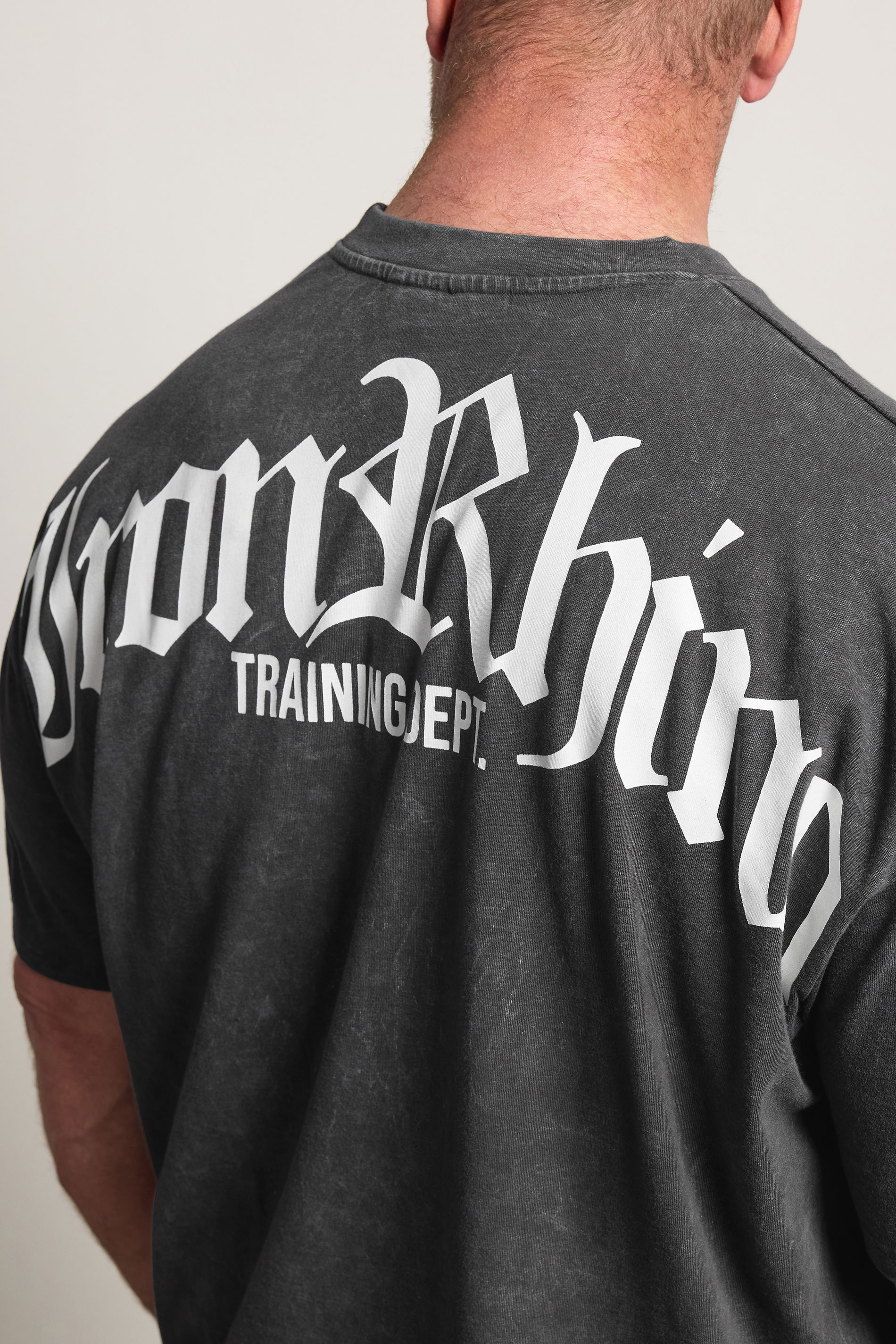 IronRhino Big & Tall Grey Acid Wash Old English T-Shirt | BadRhino 5