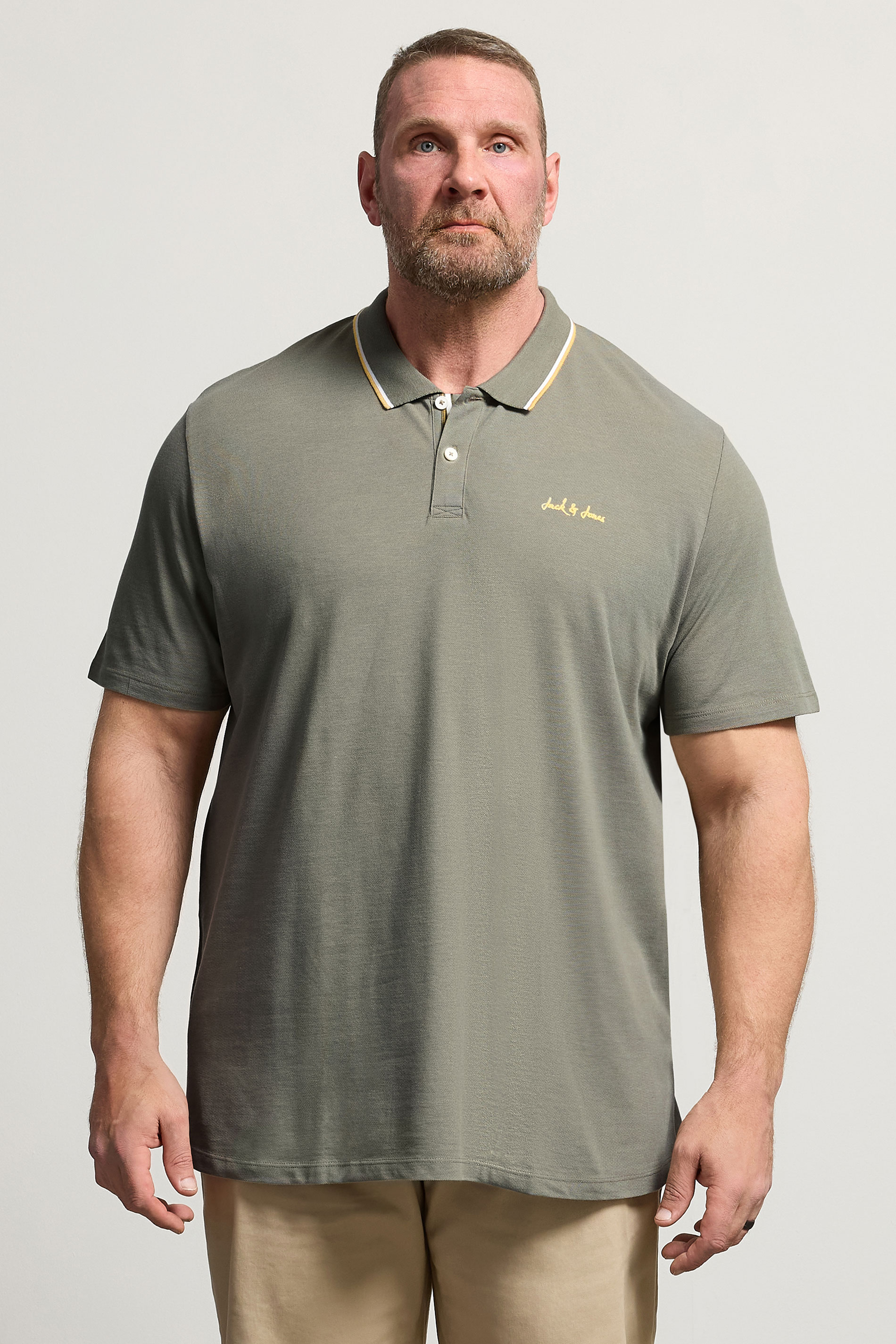 JACK & JONES Big & Tall Light Green Polo Shirt | BadRhino 3