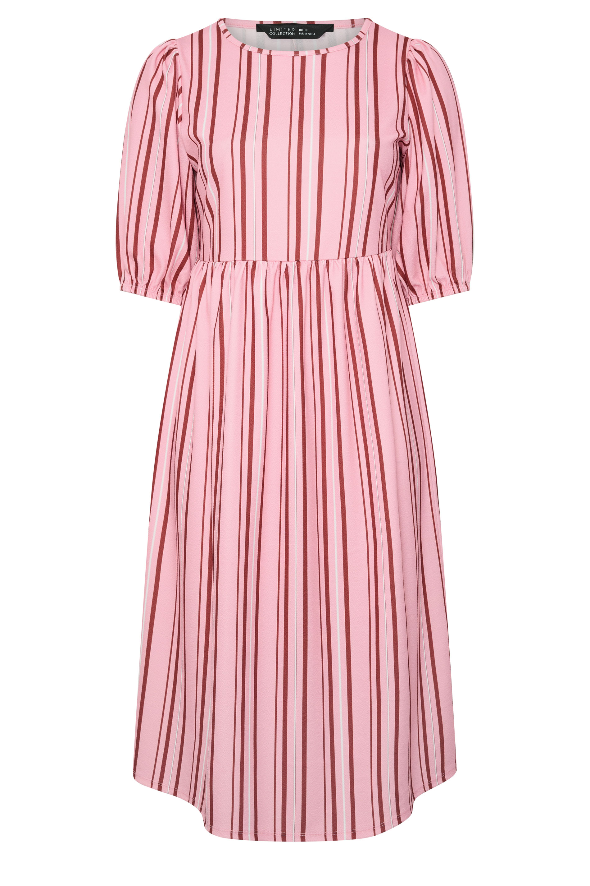 LIMITED COLLECTION Plus Size Pink Stripe Peplum Dress | Yours Clothing 5