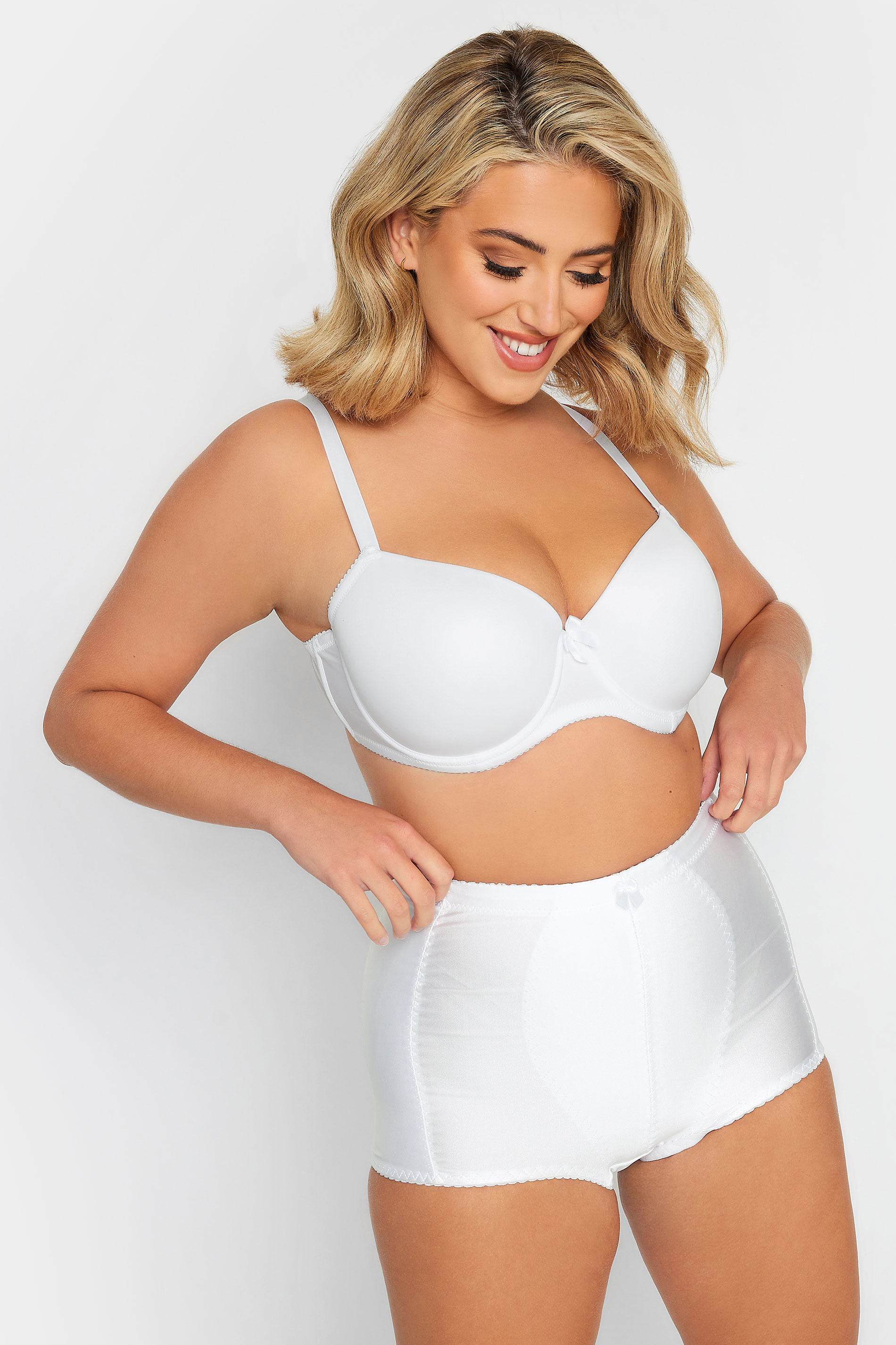 White Moulded T-Shirt Underwired Bra | Yours Clothing  2