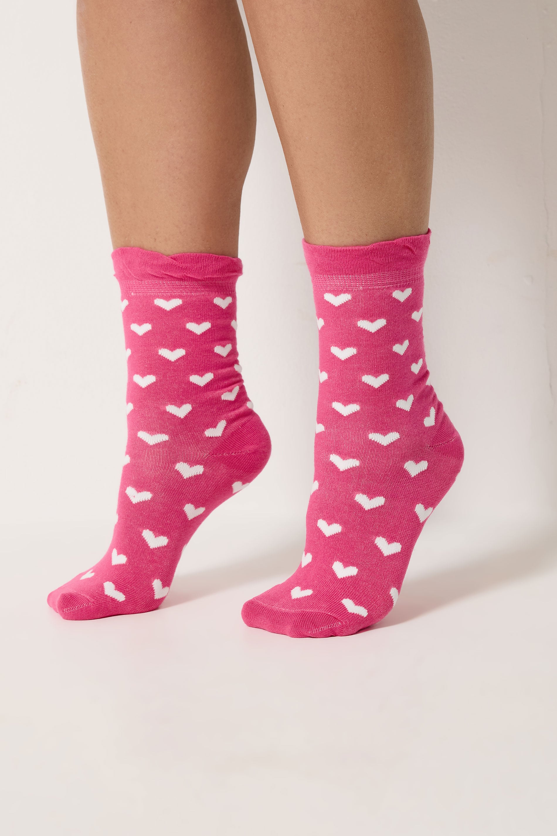 YOURSET 5 PACK Plus Size Pink & Grey Polka Dot Ankle Socks | Yours Clothing 2