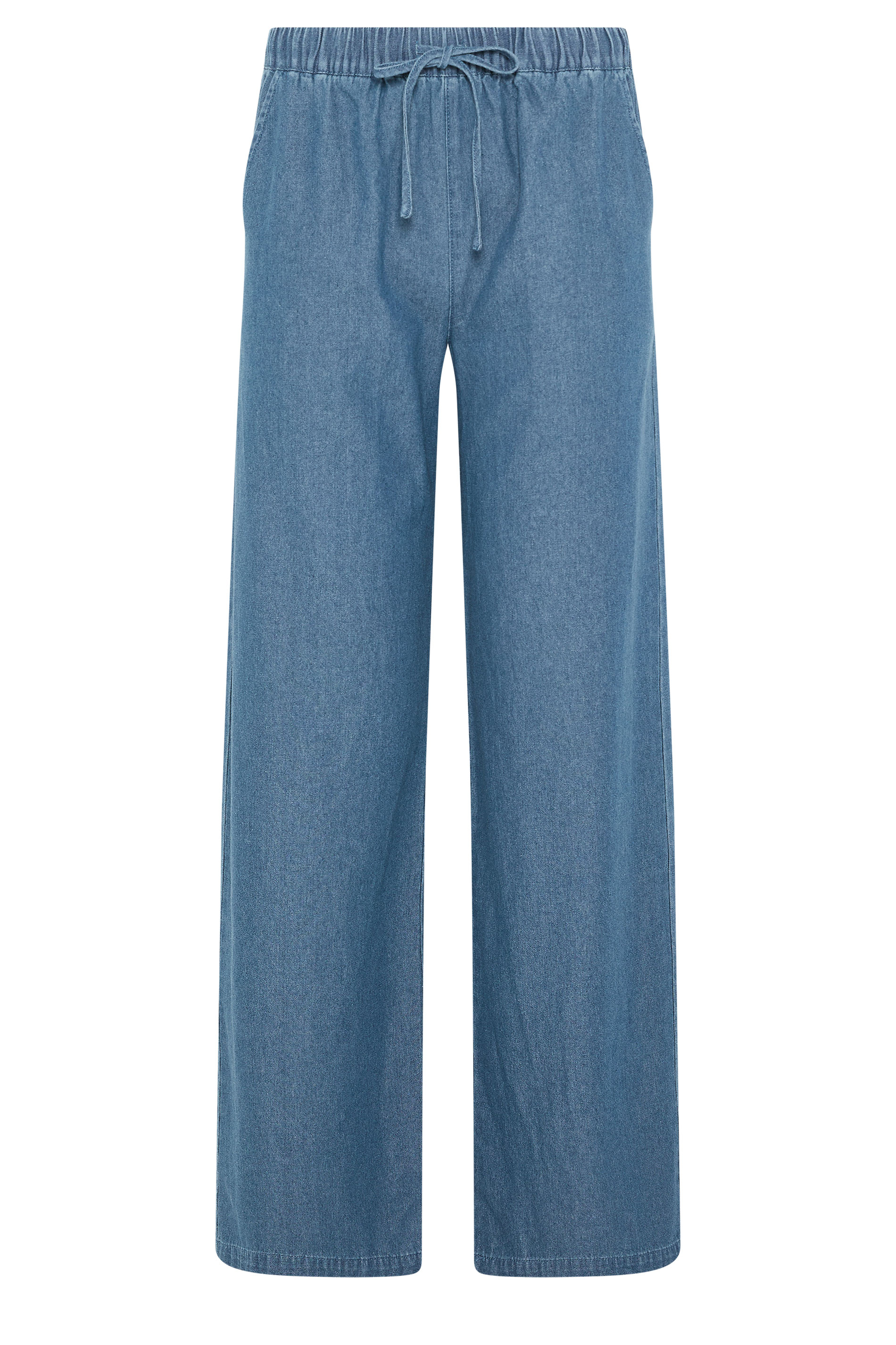 LTS Tall Women's Blue Washed Pull On Wide Leg Jeans | Long Tall Sally 5
