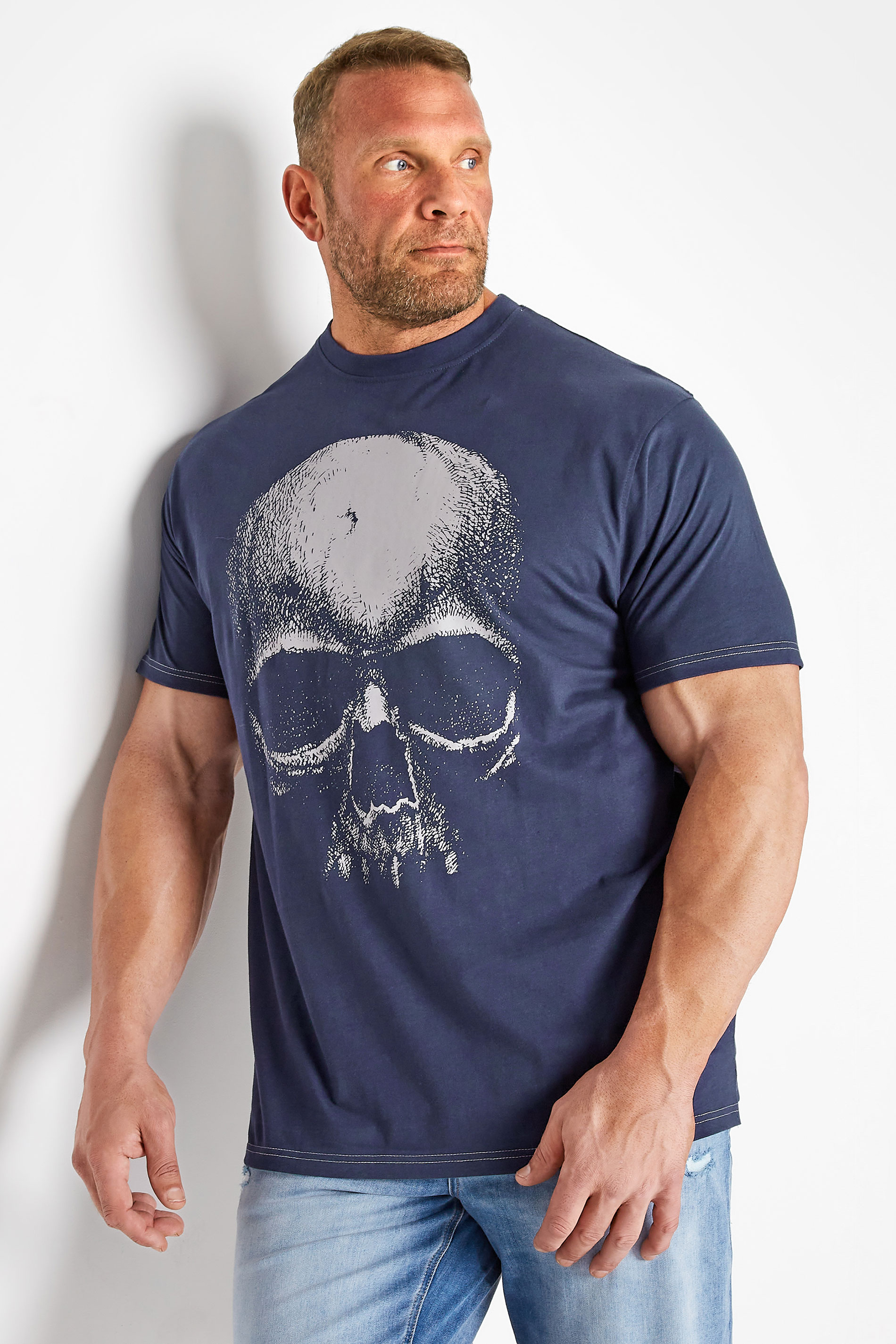 KAM Big & Tall Blue Ghost Skull Print T-Shirt 1