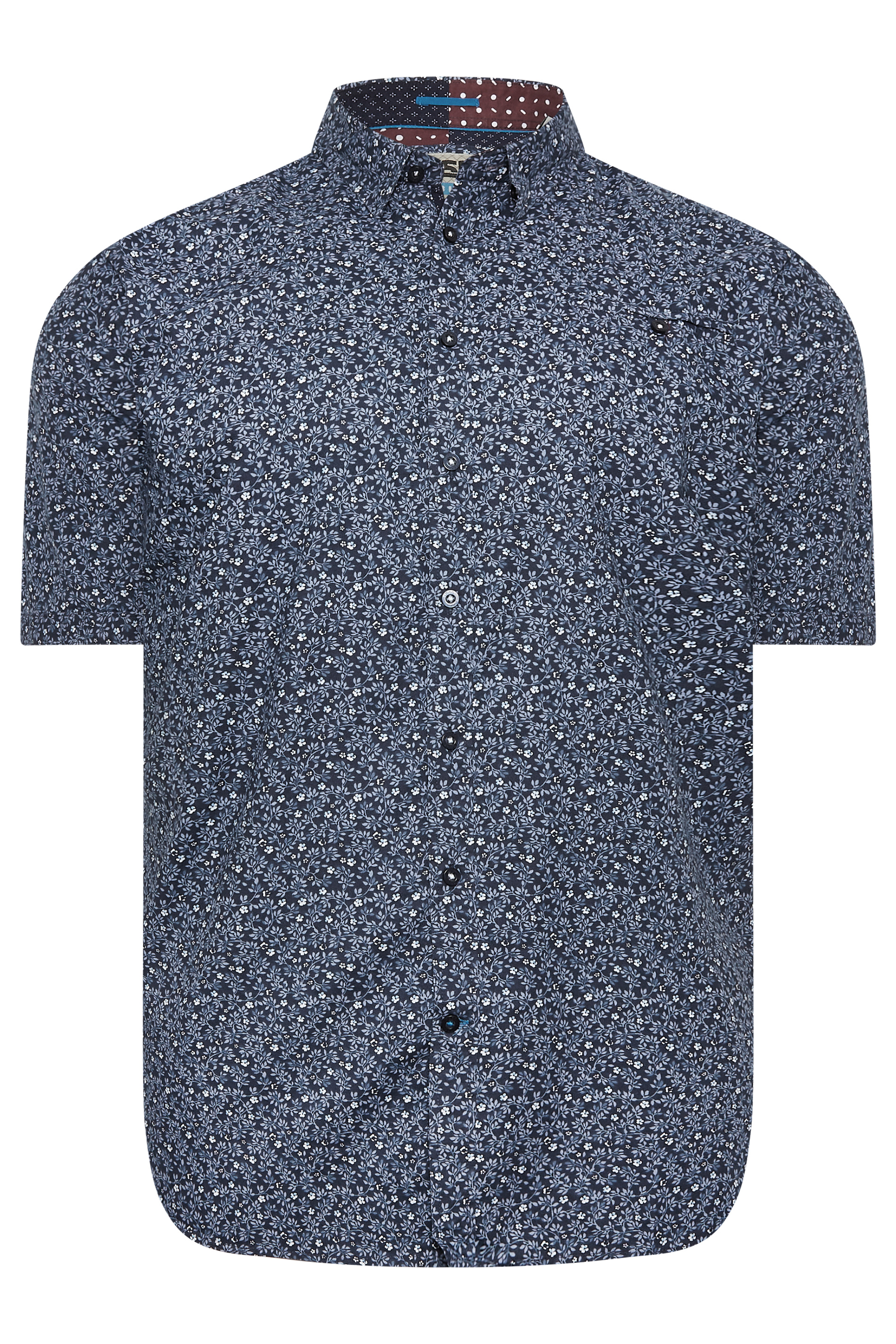 D555 Big & Tall Navy Blue Floral Button Shirt | BadRhino 3