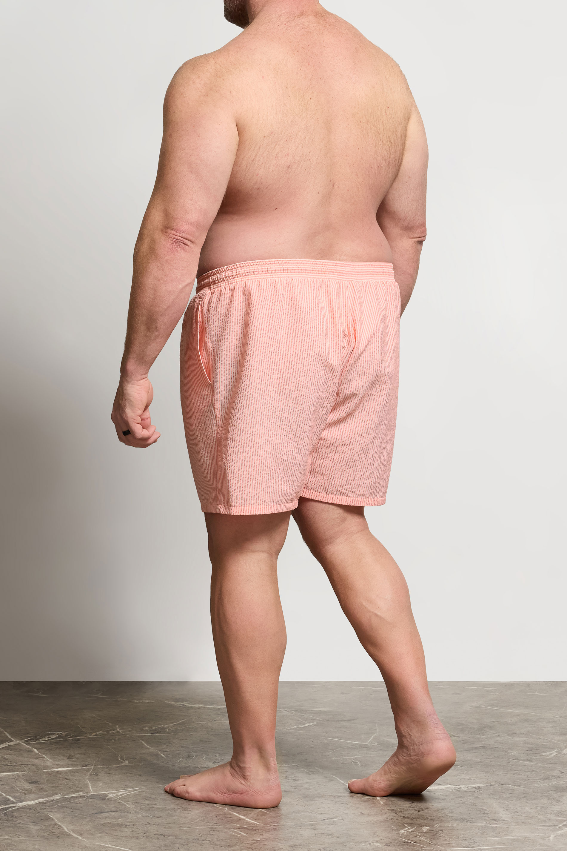 BadRhino Big & Tall Pink Stripe Seersucker Swim Shorts | BadRhino 4