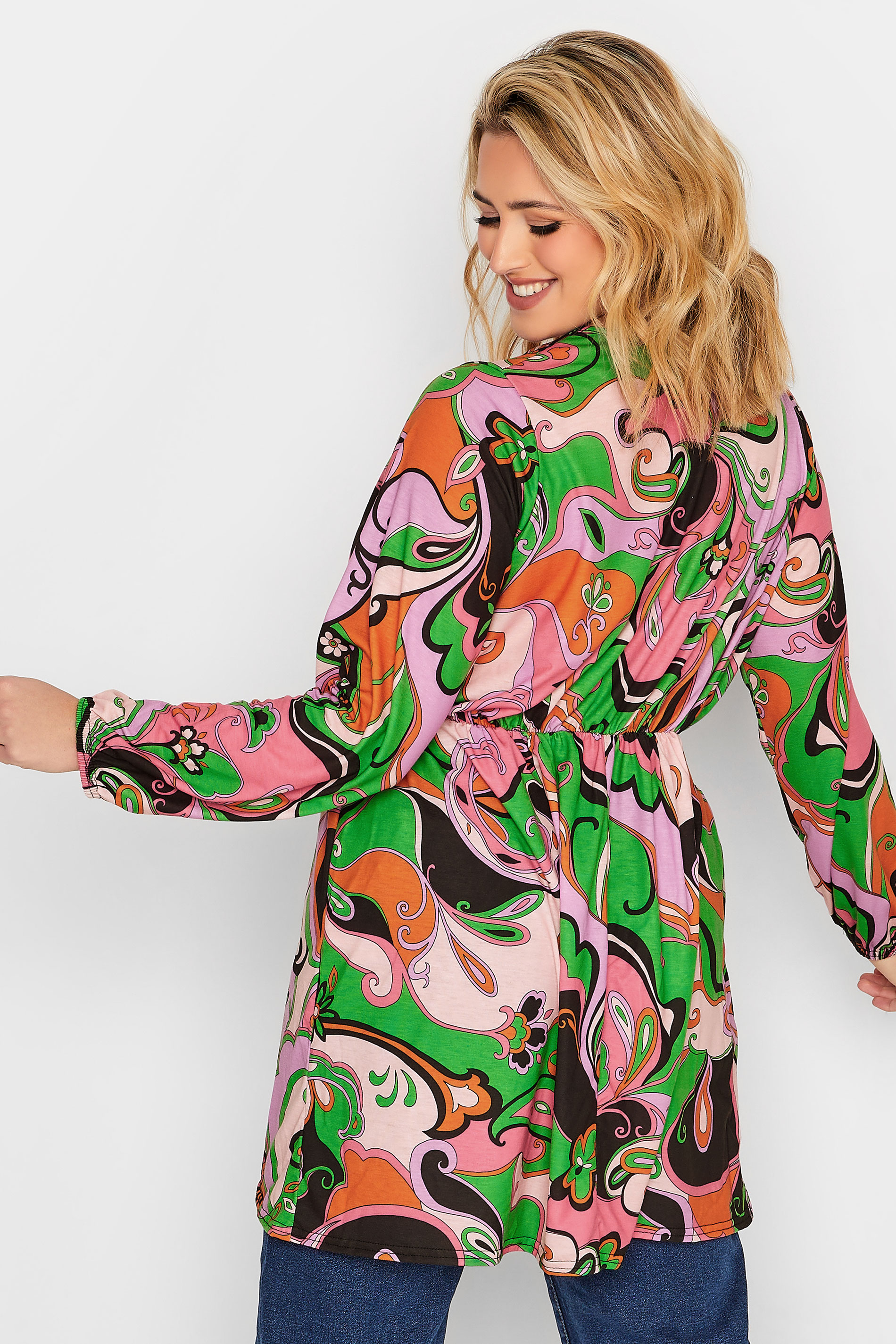 LIMITED COLLECTION Plus Size Pink Abstract Print Wrap Top | Yours Clothing 3