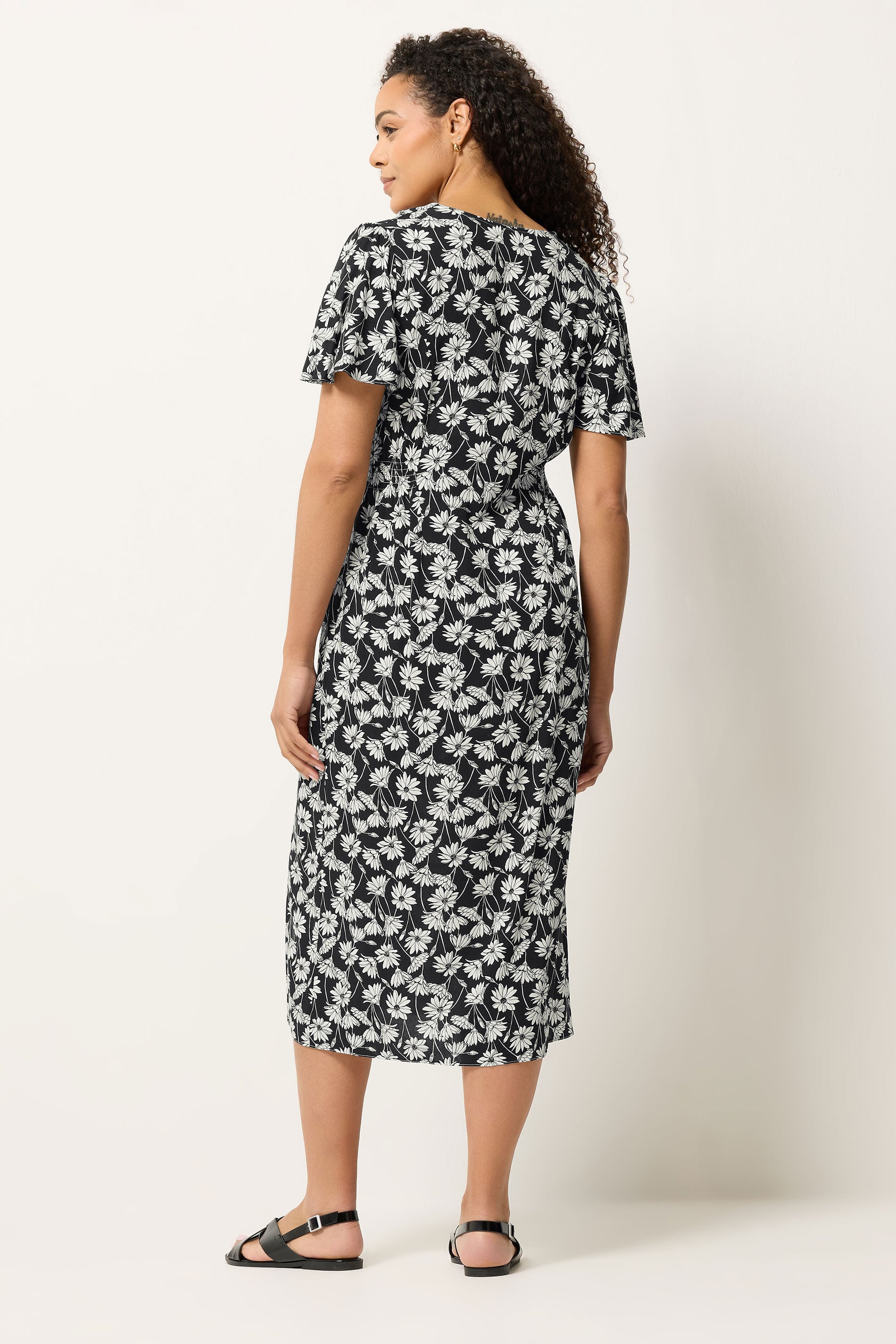 M&Co Black Daisy Print Midi Tea Dress | M&Co 2