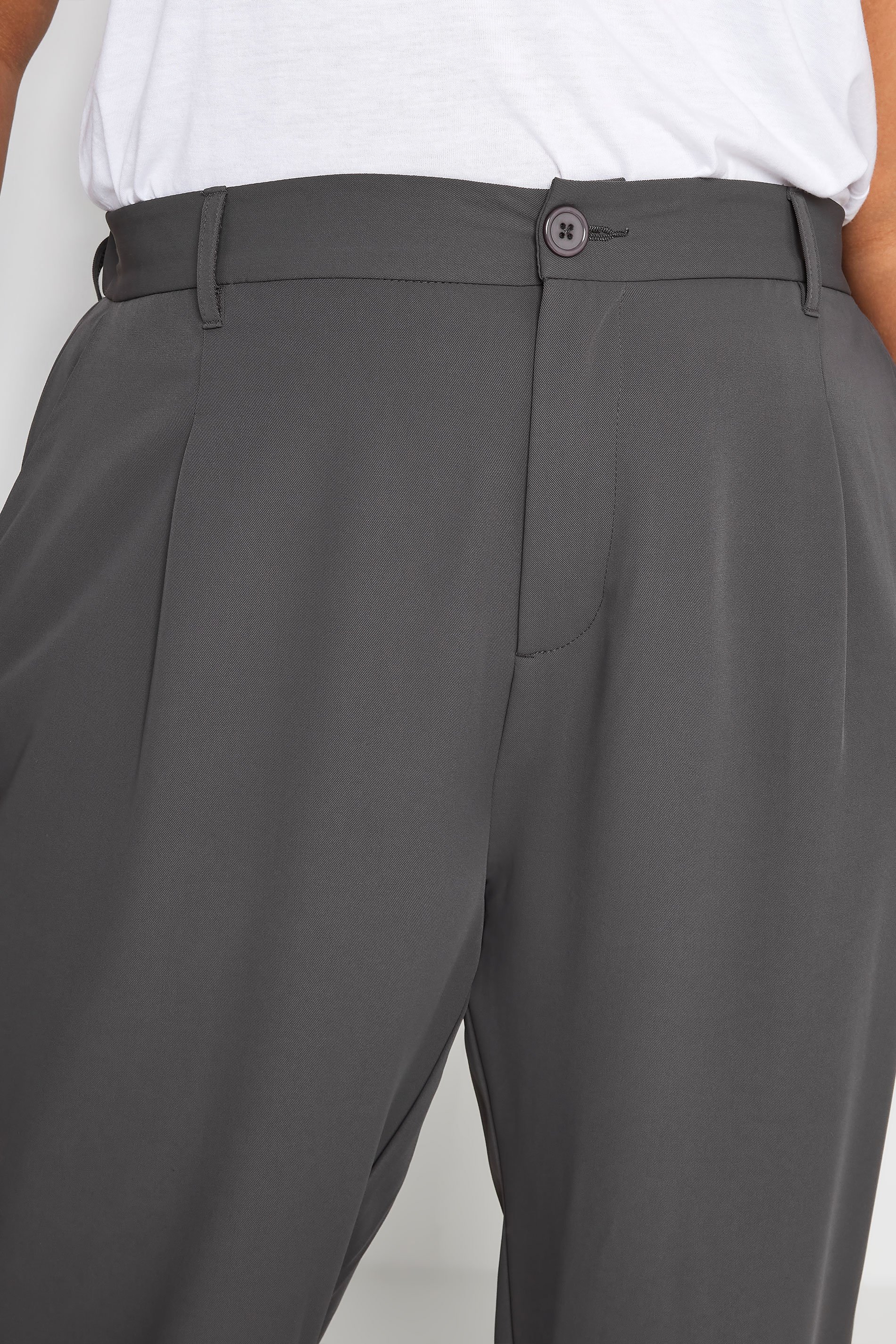 YOURS Plus Size Grey Wide Leg Dad Trousers | Yours Clothing