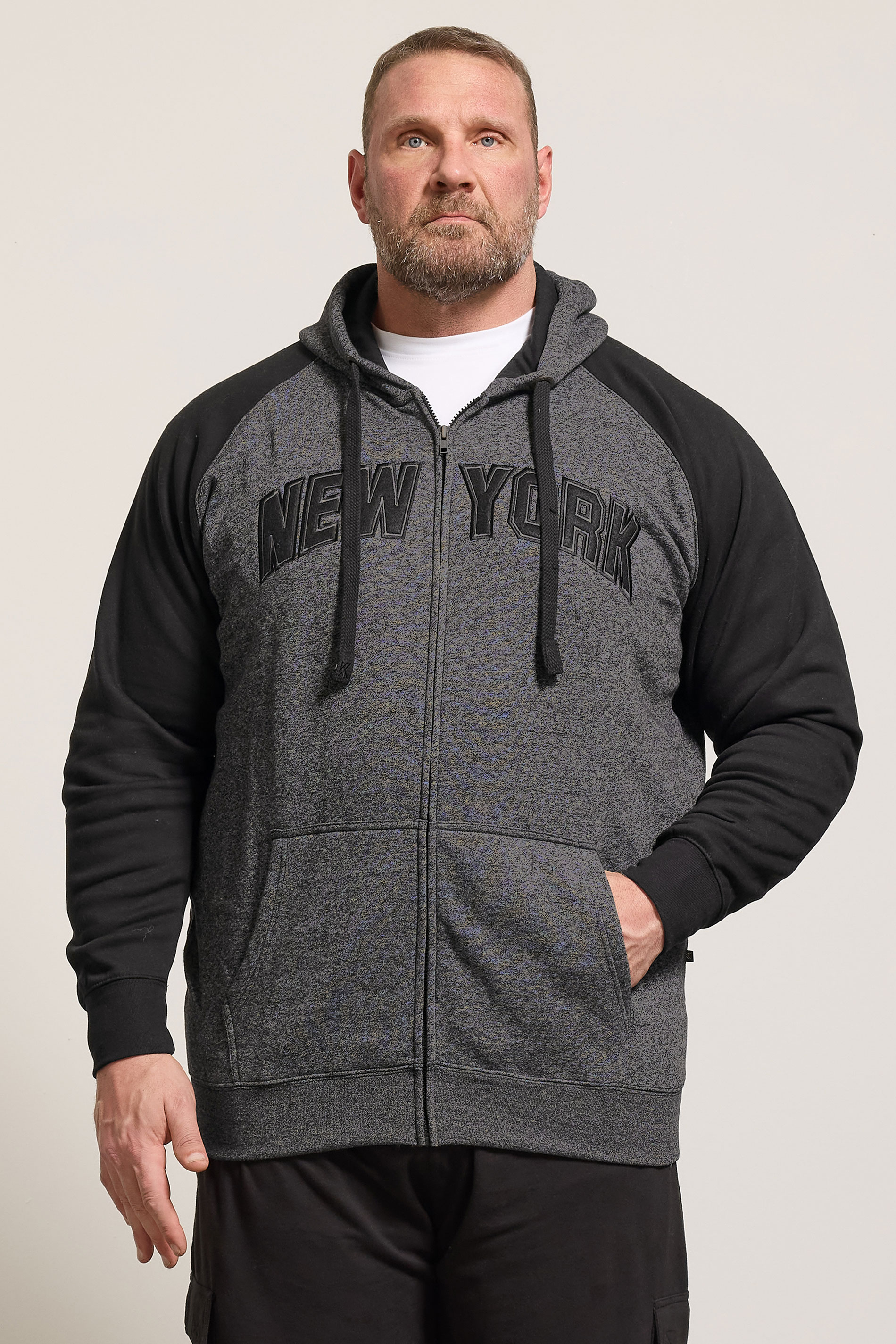 KAM Grey New York  Zip Through Hoodie | BadRhino 3