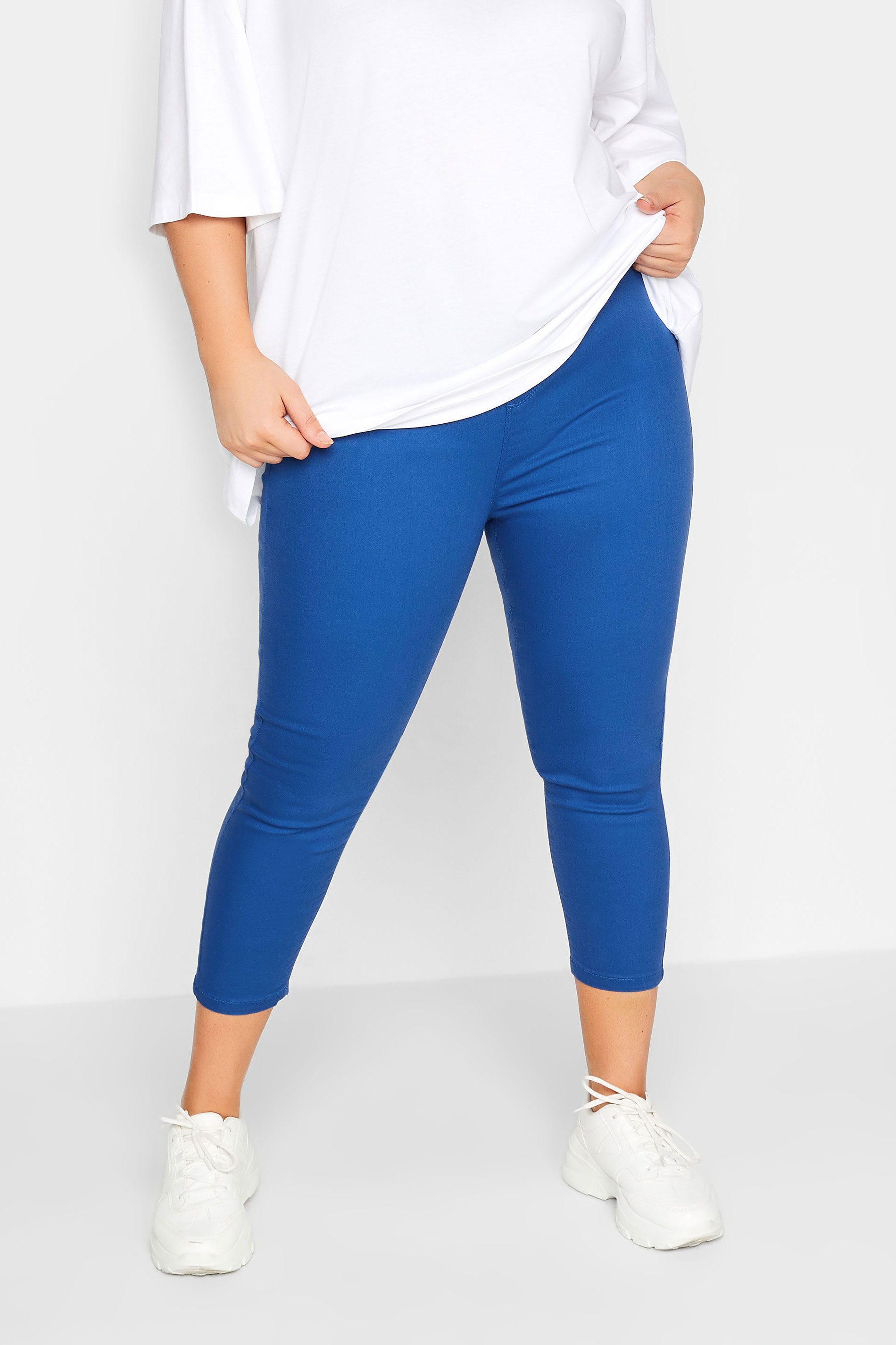 YOURS Curve Cobalt Blue Cropped Stretch GRACE Jeggings | Yours Clothing 1