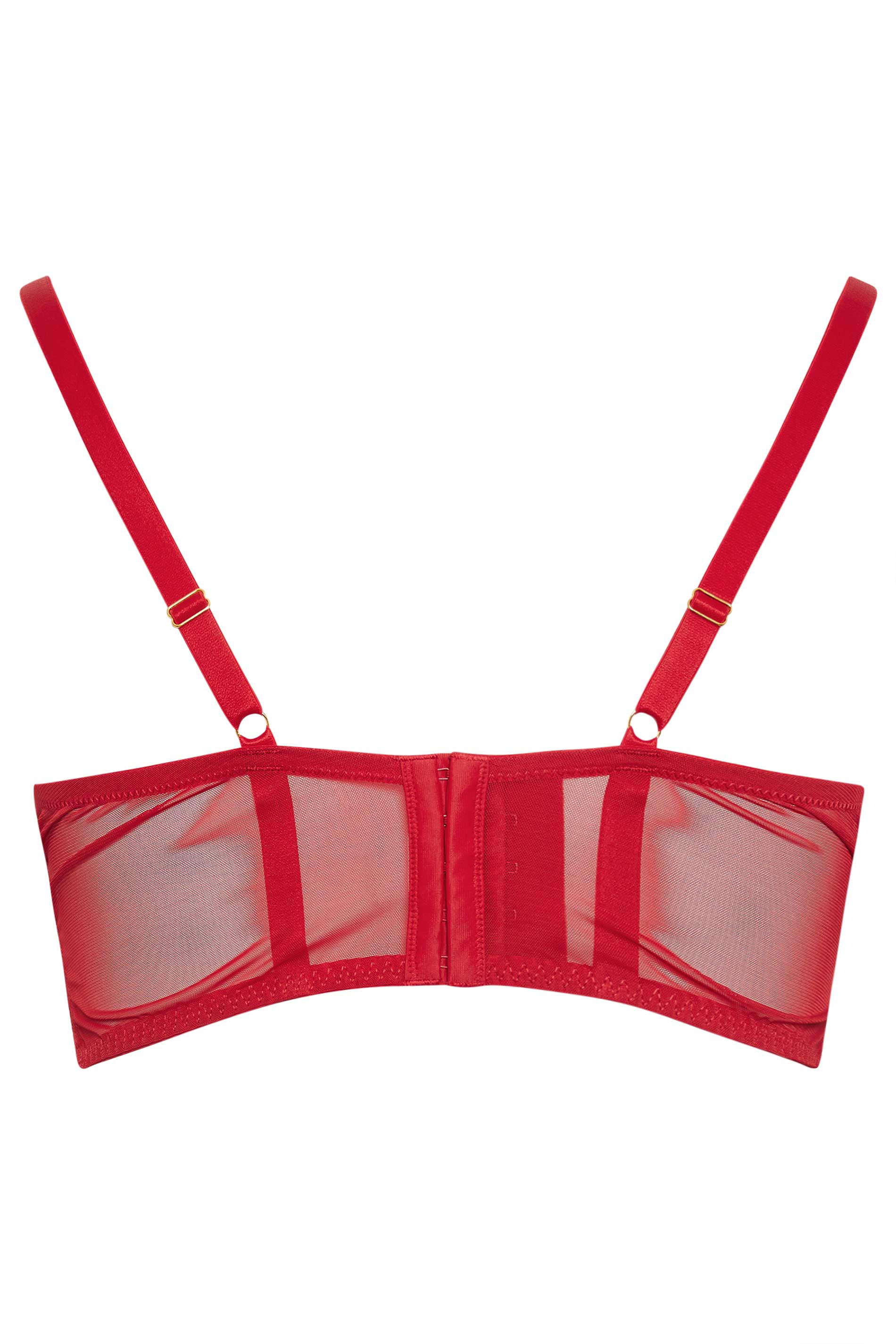YOURS Plus Size Red Lace Strap Detail Padded Longline Bra
