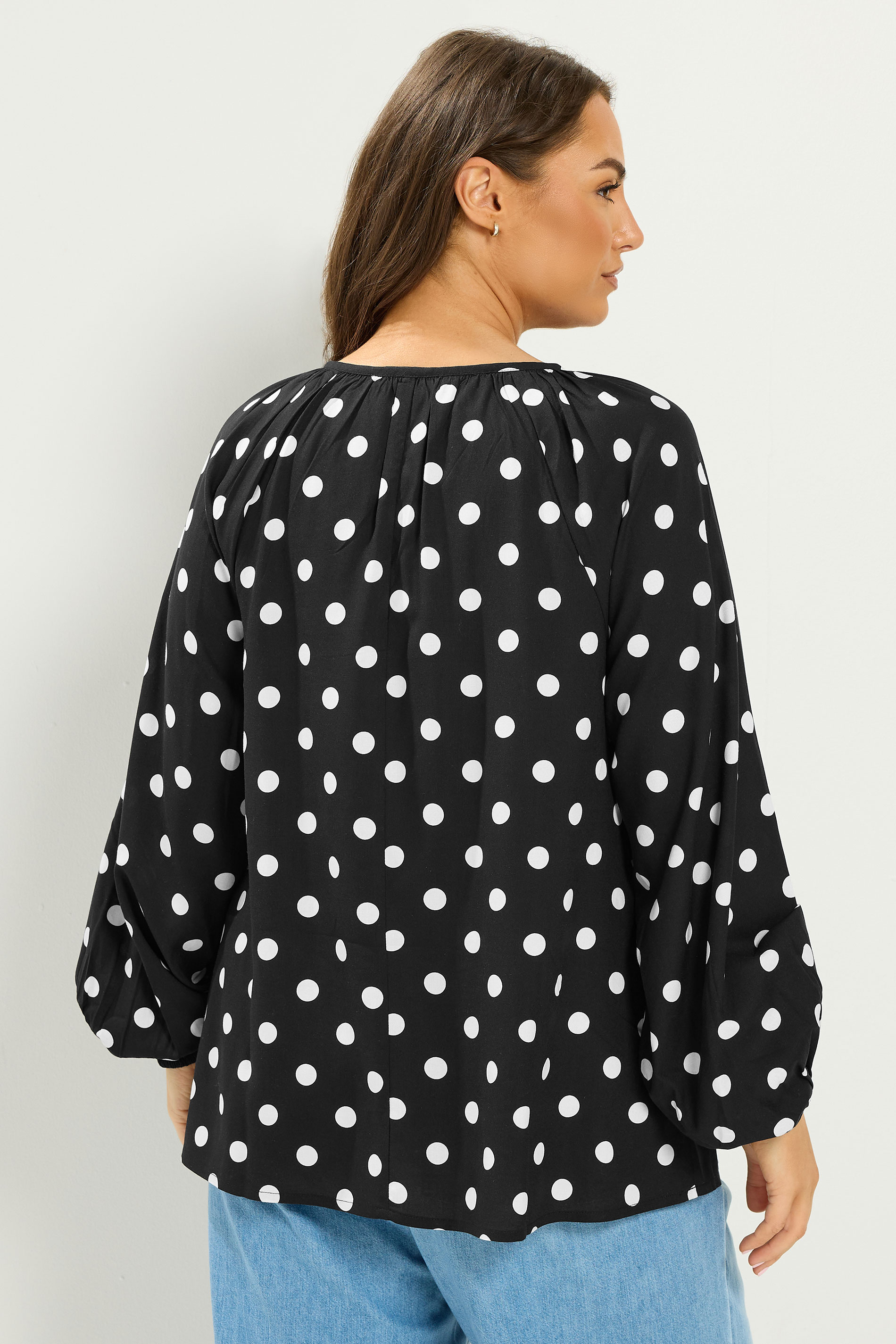 YOURS Plus Size Black Polka Dot Print Blouse | Yours Clothing 4