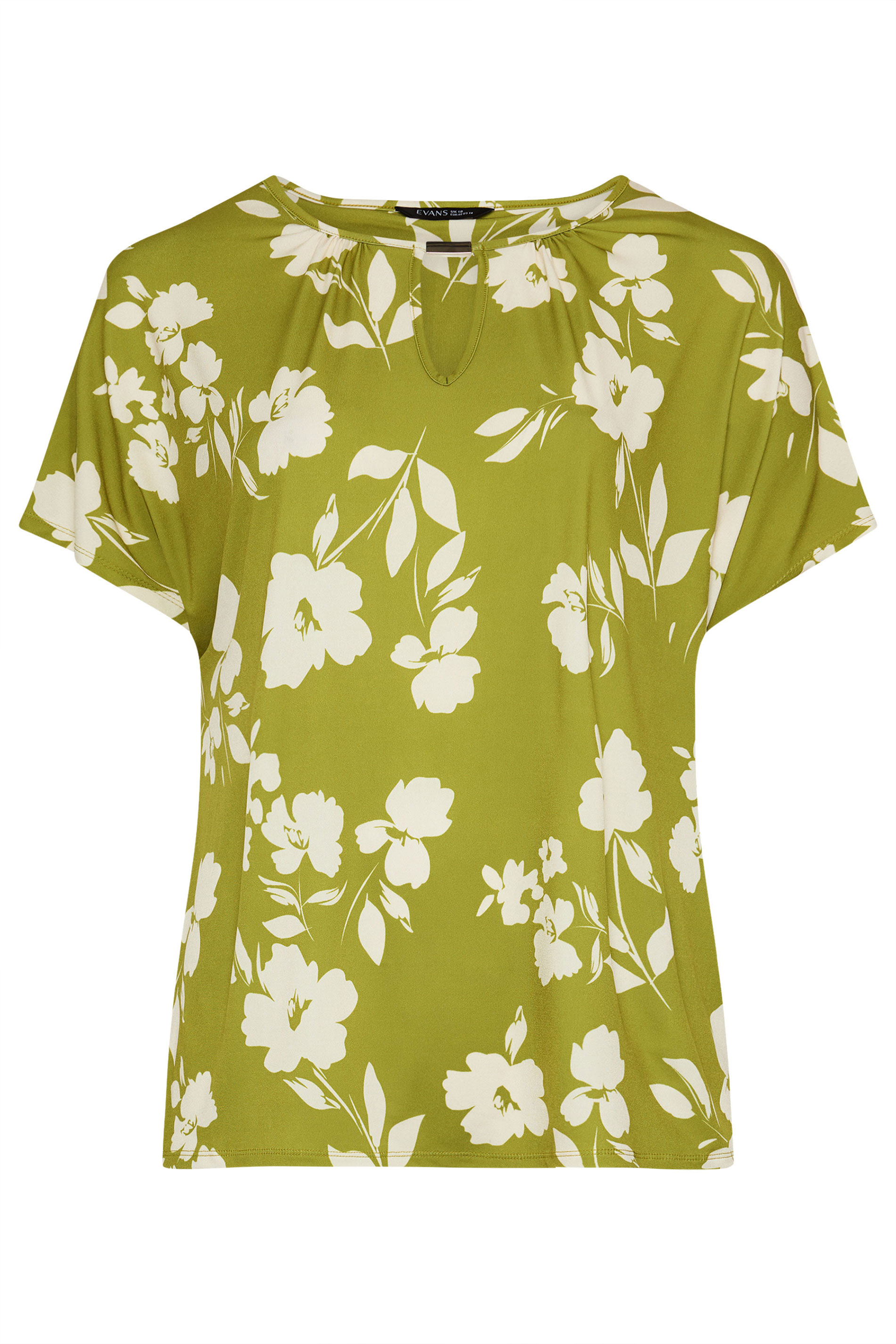 EVANS Plus Size Chartreuse Floral Print Bar Detail Top | Evans 6