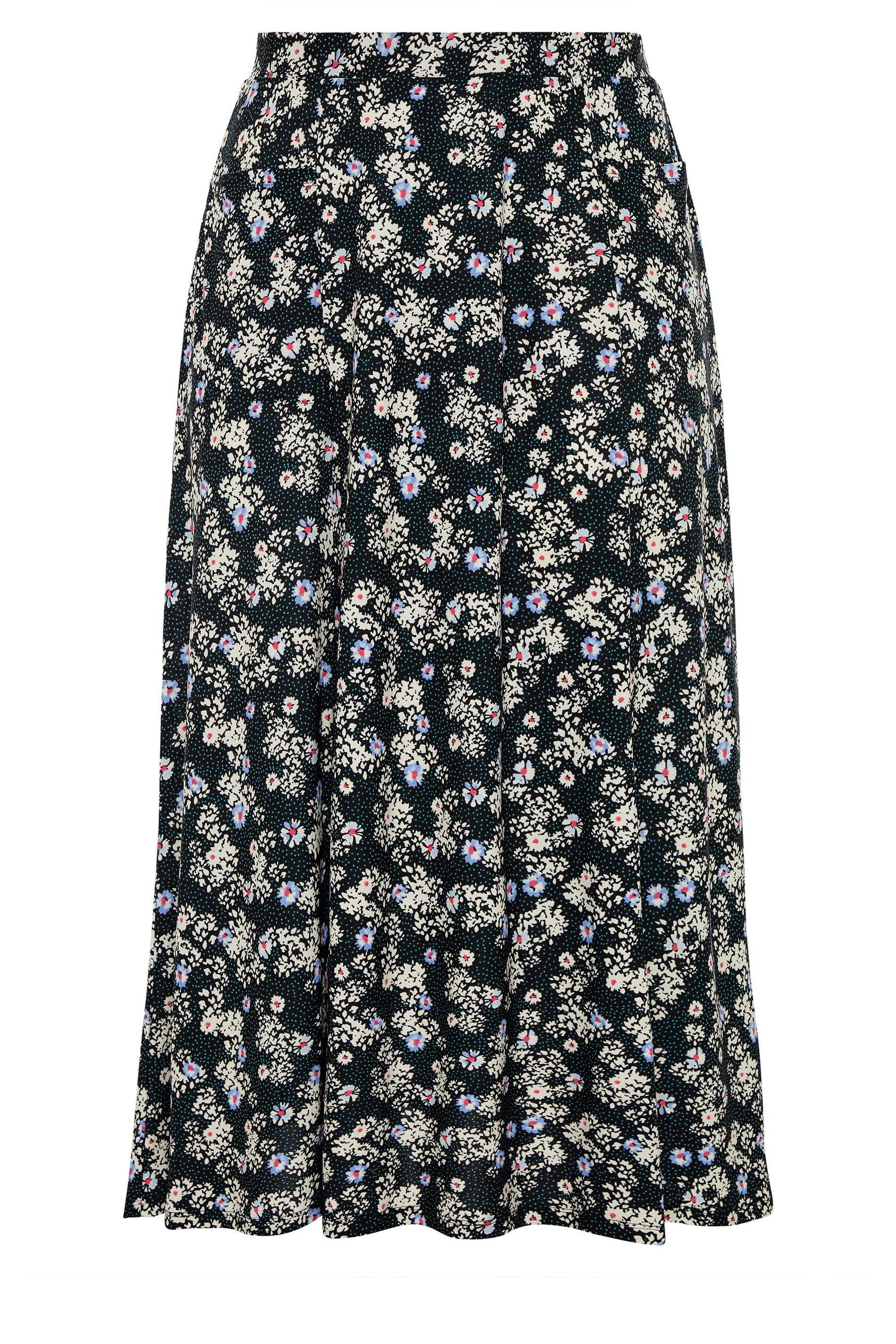 Black Floral Print Pocket Maxi Skirt | Yours Clothing