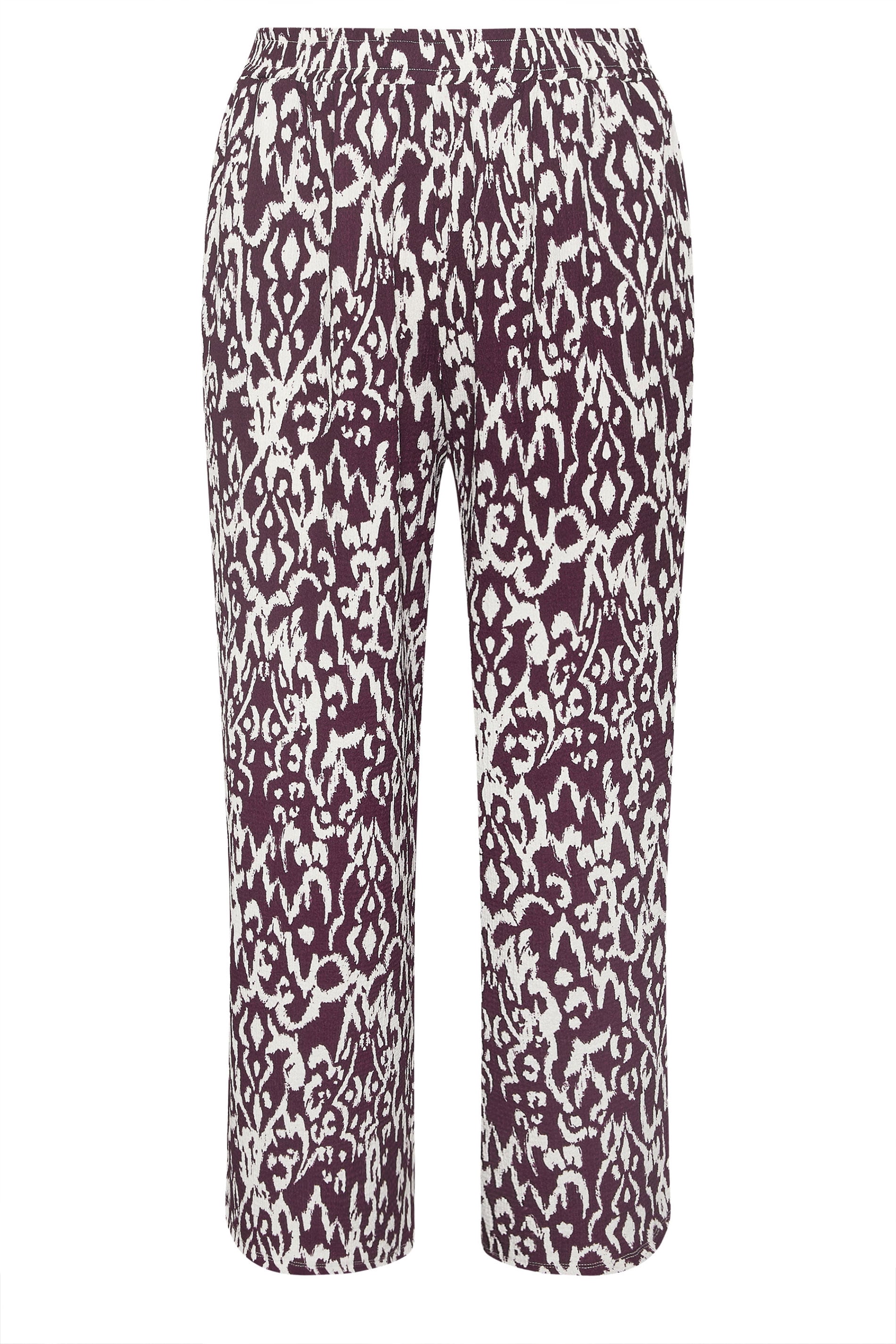 EVANS Plus Size Berry Red Ikat Print Shirred Waist Trousers | Evans 6