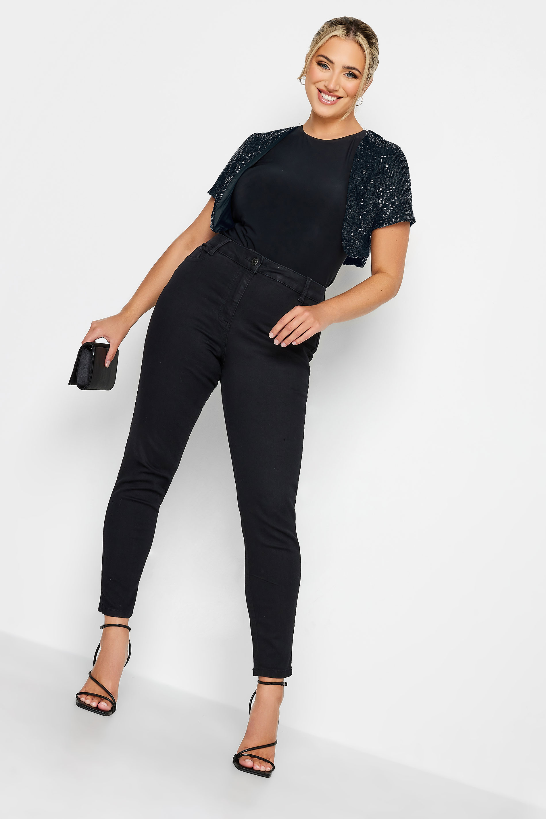 Plus Size YOURS LONDON Black Sequin Embellished Shrug Cardigan | Yours Clothing 3